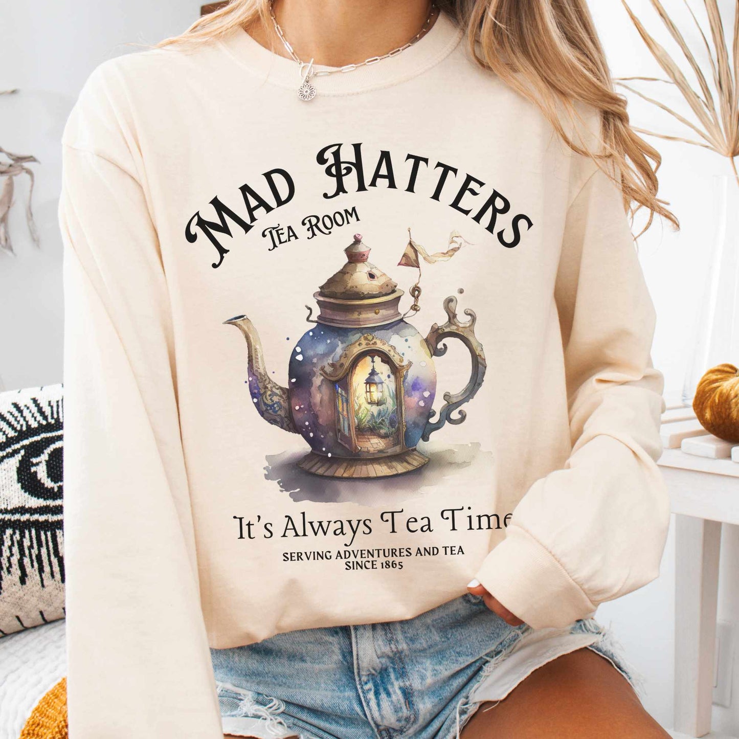 Long-sleeve It's Always Tea Time - Mad Hatters Tea Room Long Sleeved Shirt The Mystic Eden