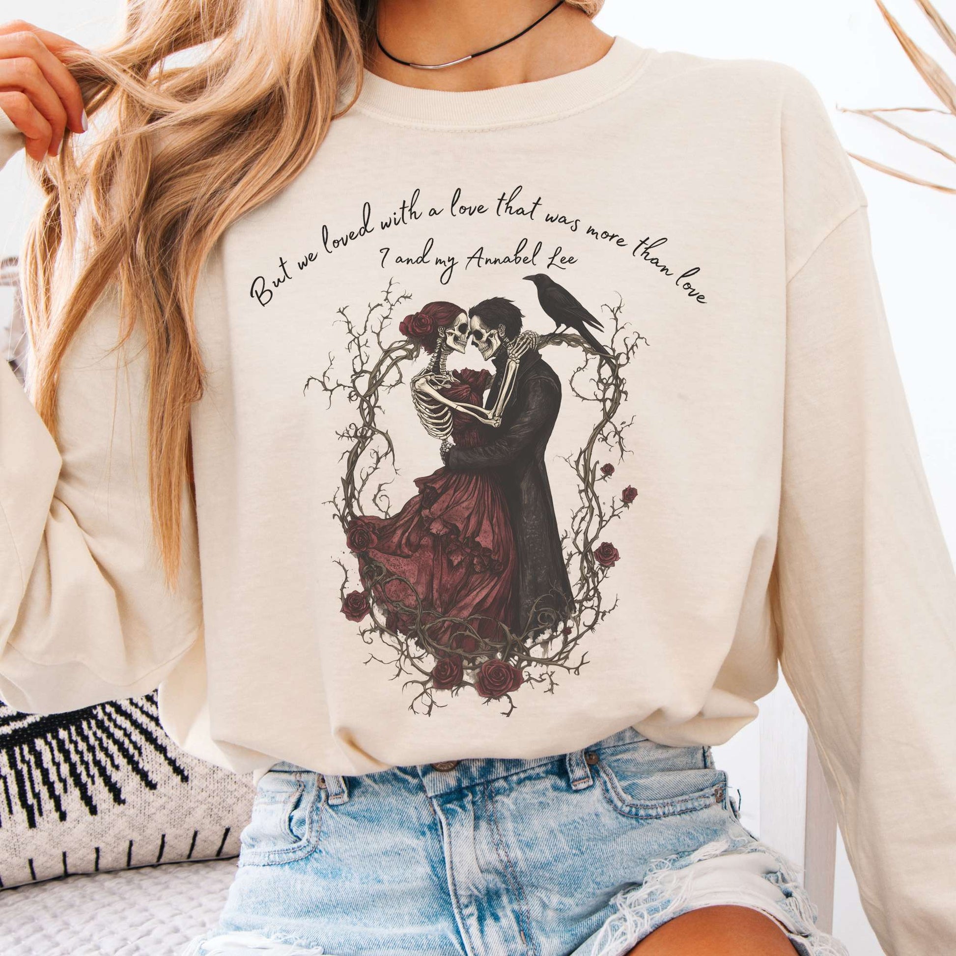 Long-sleeve Ivory / S Annabel Lee Edgar Allan Poe Long Sleeve Shirt The Mystic Eden