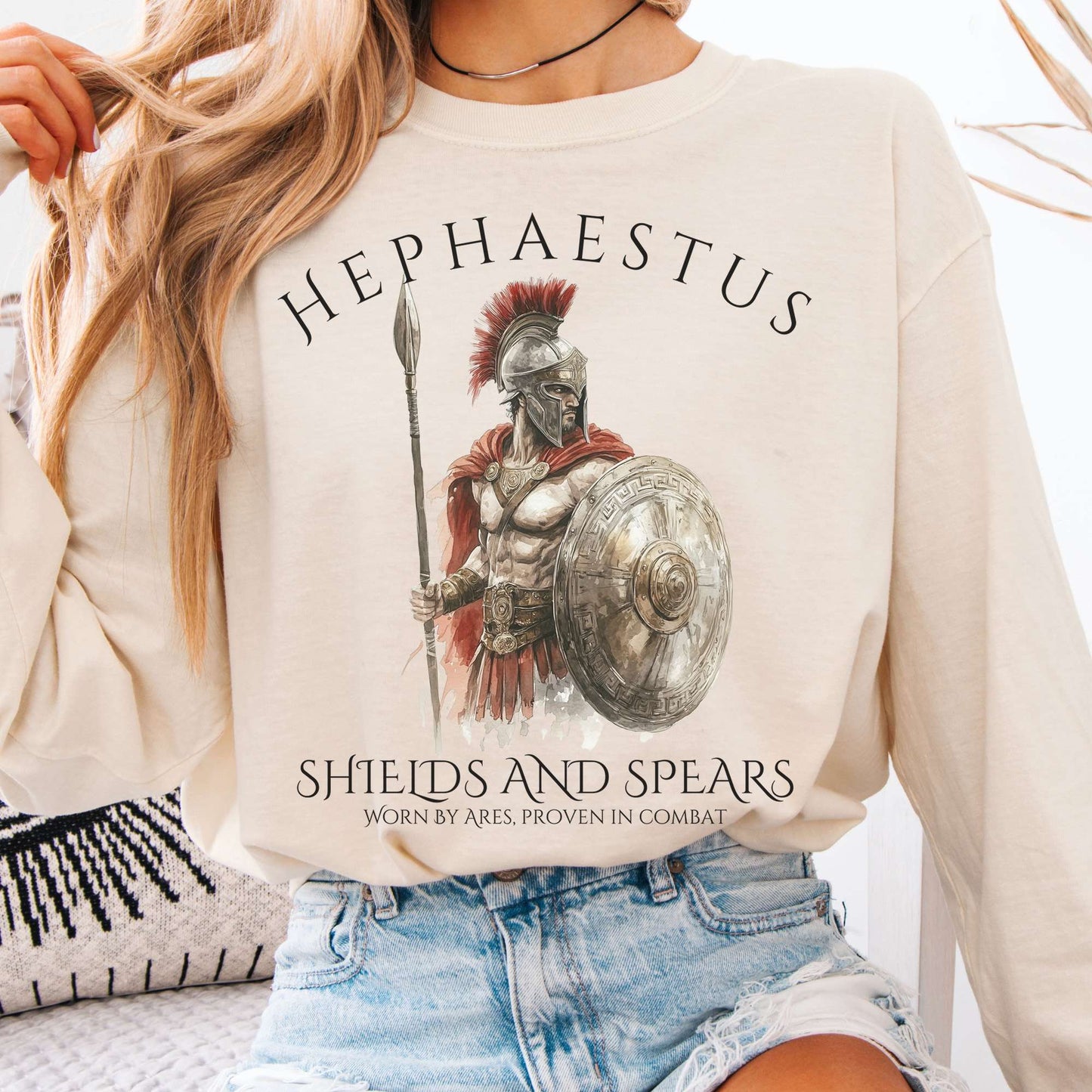 Long-sleeve Ivory / S Hephaestus Shields and Spears Long Sleeve Shirt The Mystic Eden