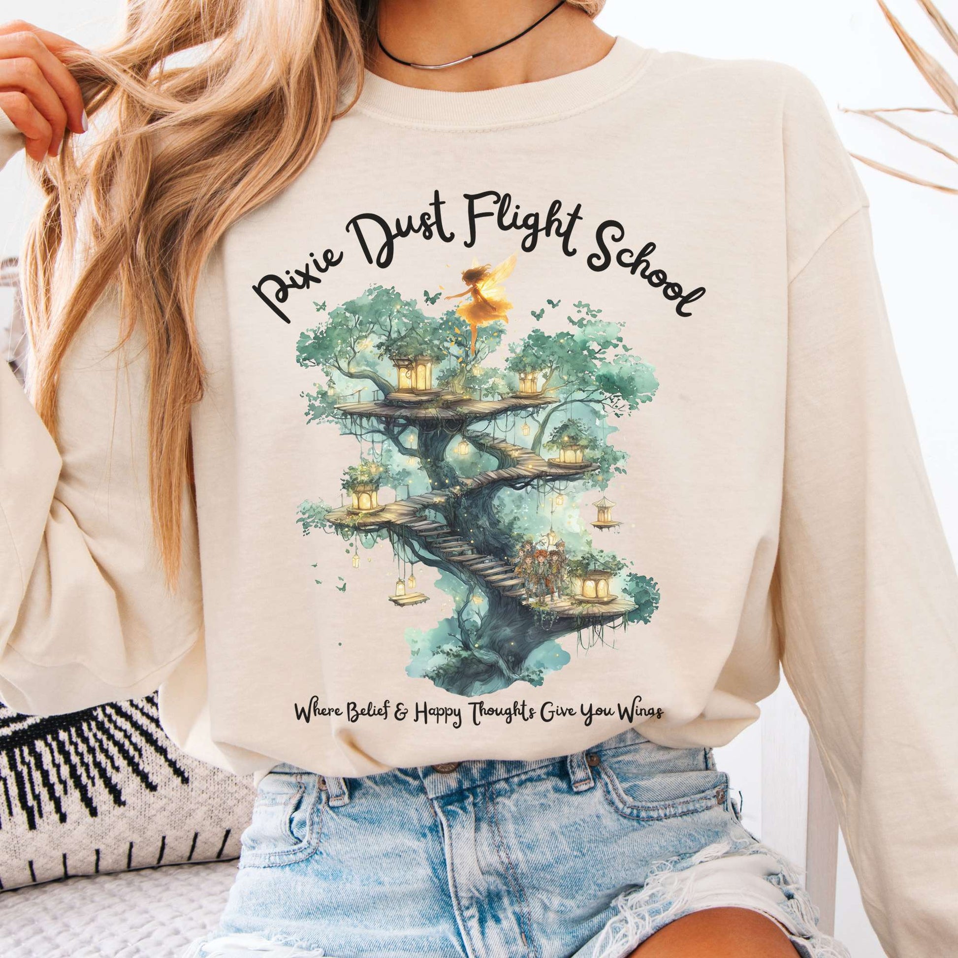 Long-sleeve Ivory / S Pixie Dust Flight School Peter Pan Long Sleeve Shirt The Mystic Eden