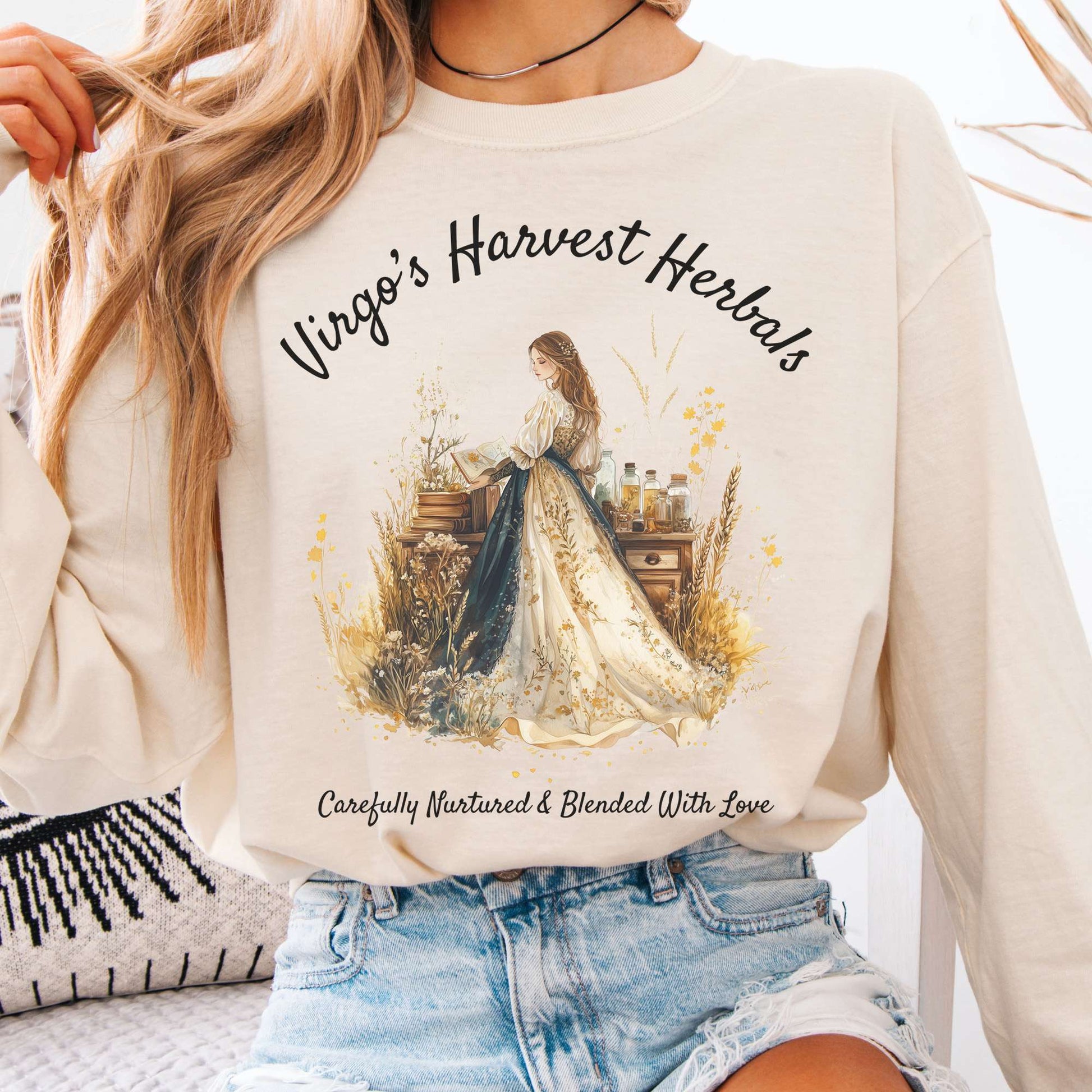 Long-sleeve Ivory / S Virgo's Harvest Herbals Zodiac Long Sleeve Shirt The Mystic Eden