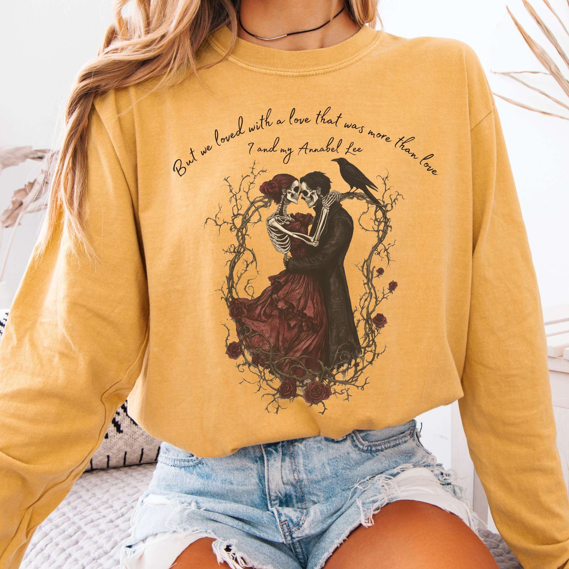 Long-sleeve Mustard / S Annabel Lee Edgar Allan Poe Long Sleeve Shirt The Mystic Eden