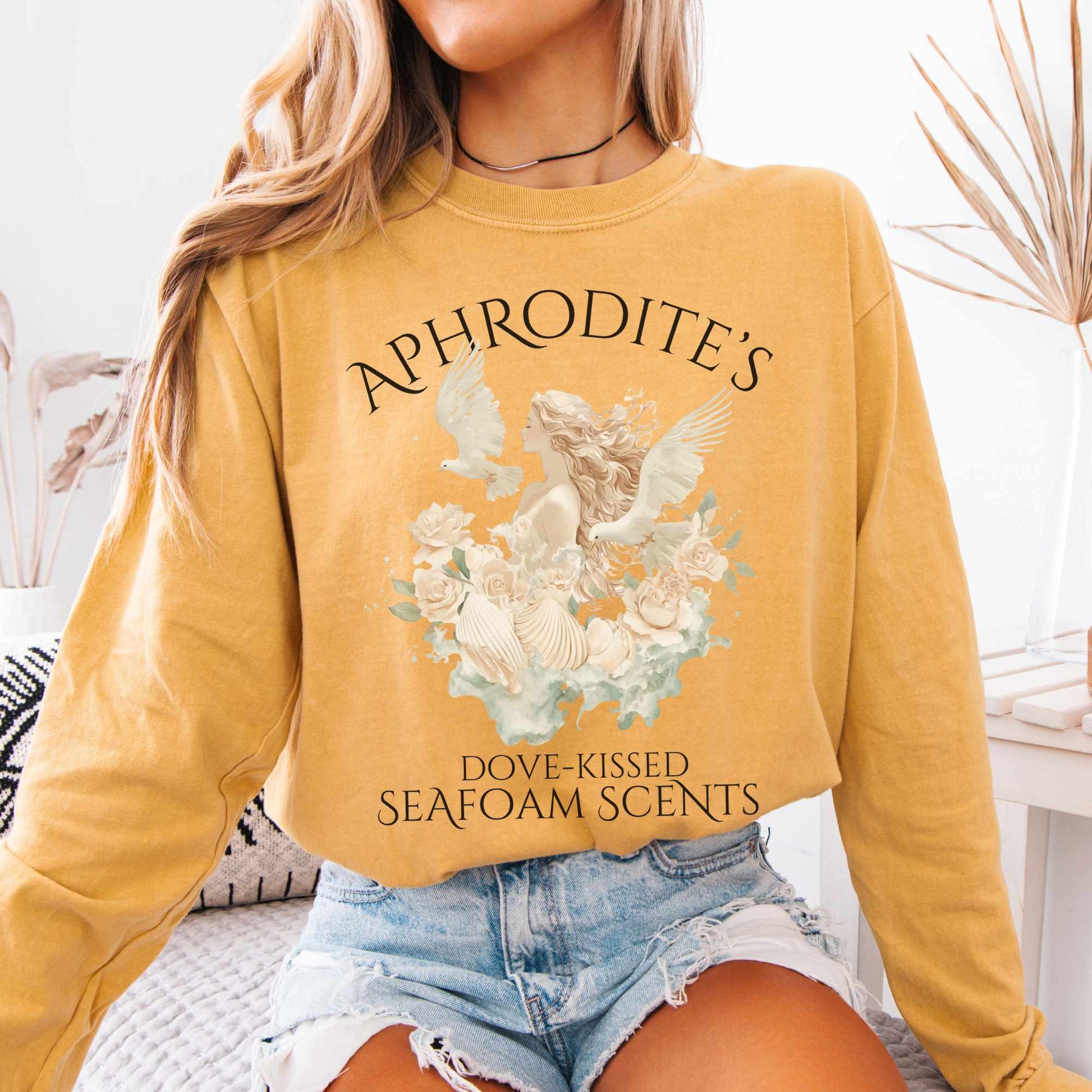 Long-sleeve Mustard / S Aphrodite's Seafoam Scents Long Sleeved Shirt The Mystic Eden