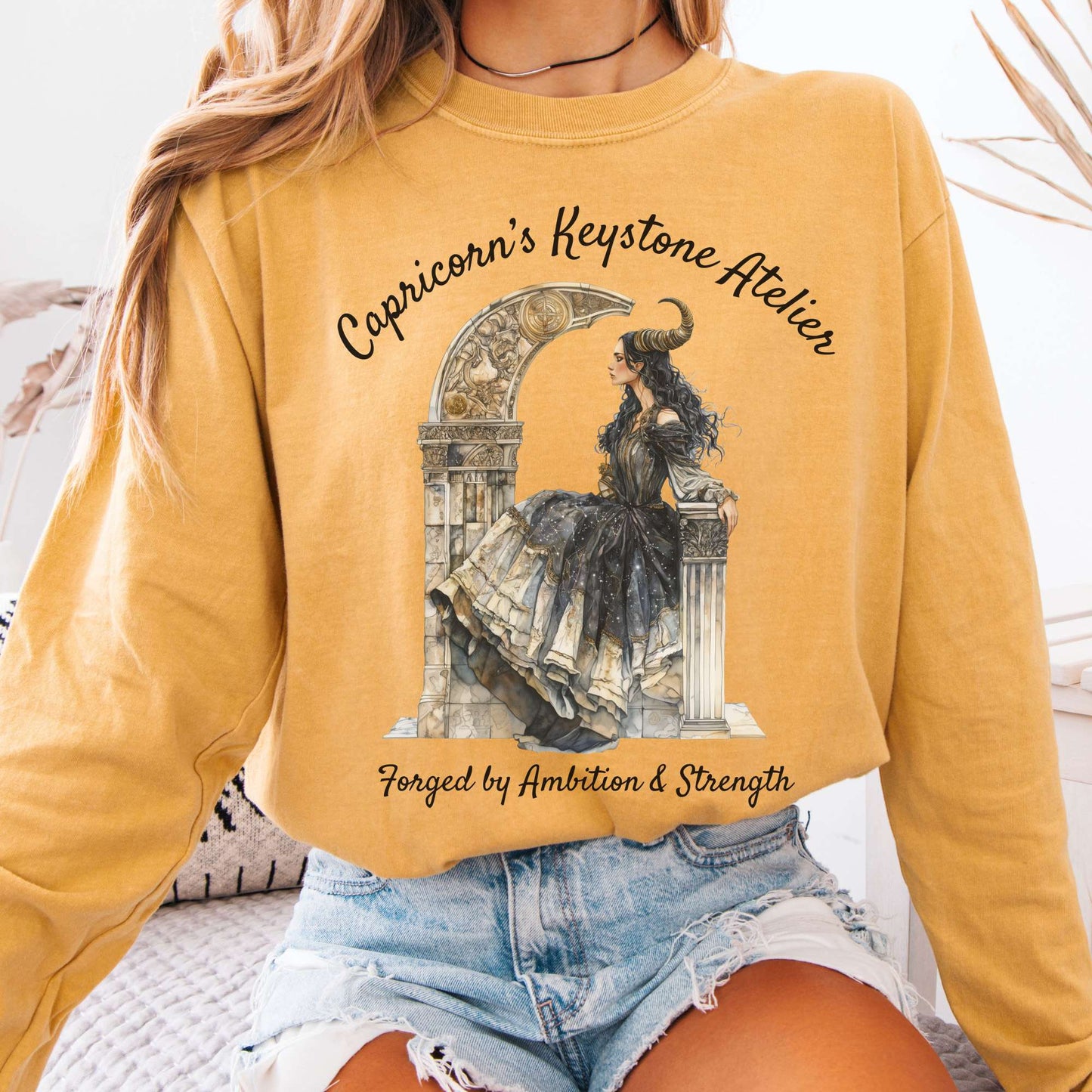 Long-sleeve Mustard / S Capricorn's Keystone Atelier Zodiac Long Sleeve Shirt The Mystic Eden