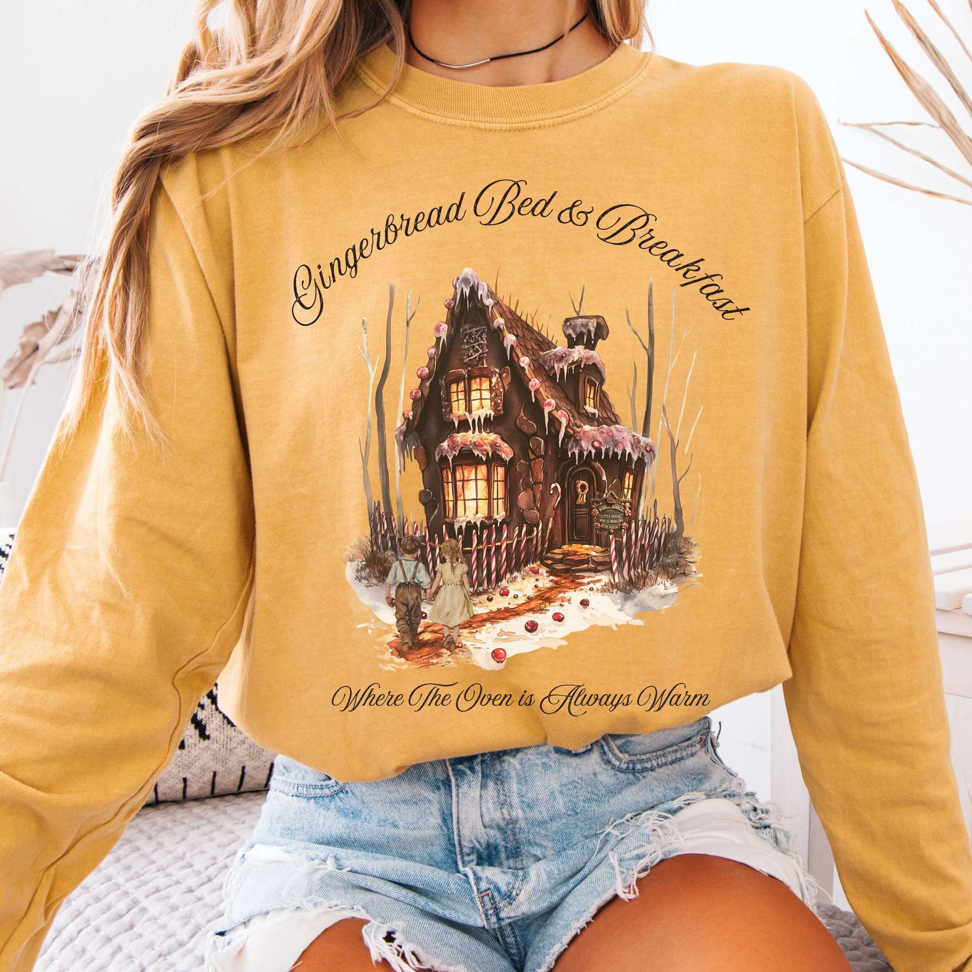 Long-sleeve Mustard / S Gingerbread Bed & Breakfast Hansel and Gretel Fairytale Long Sleeve Shirt The Mystic Eden
