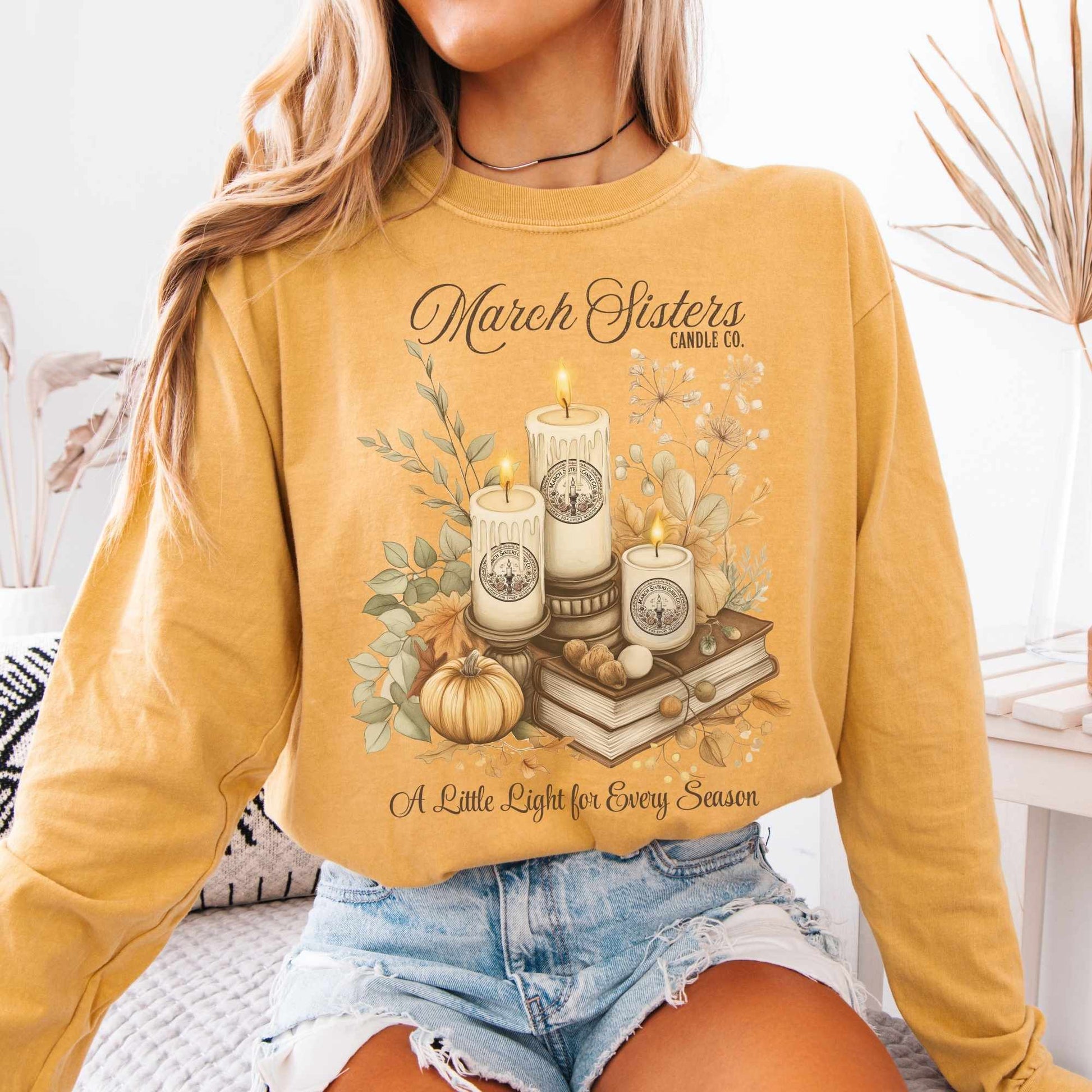 Long-sleeve Mustard / S March Sisters Candle Co. Long Sleeved Shirt The Mystic Eden