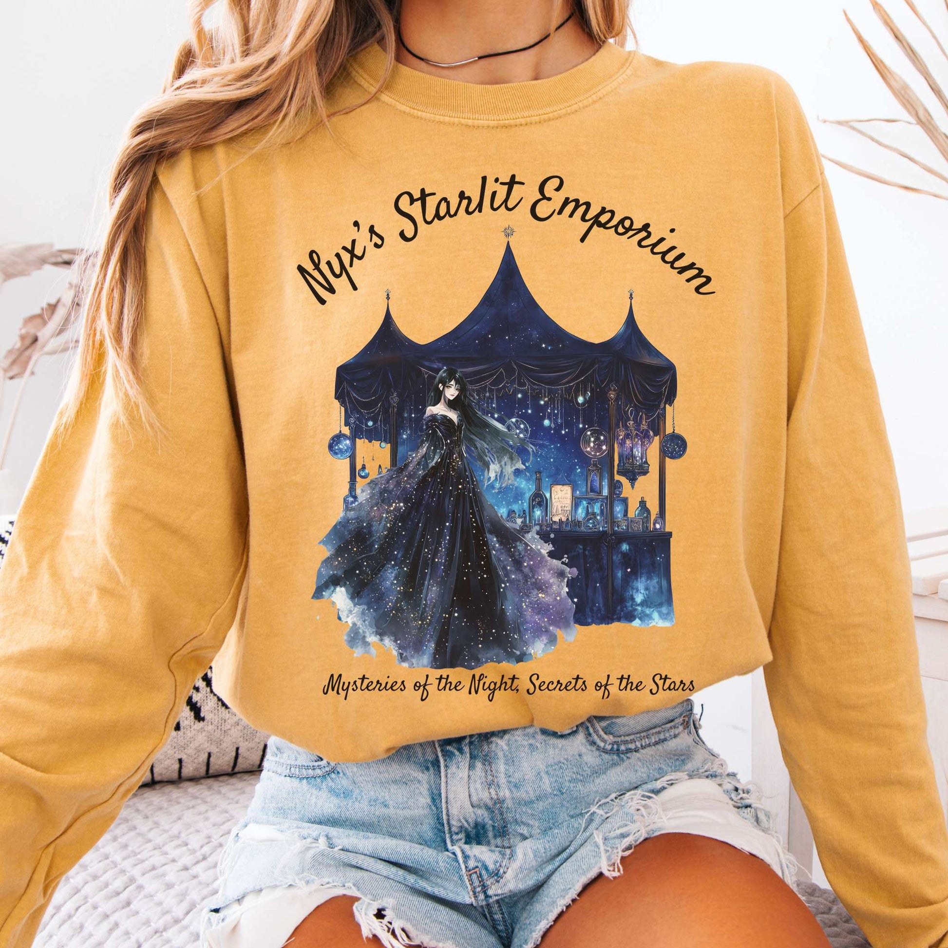Long-sleeve Mustard / S Nyx's Starlit Emporium Goddess Long Sleeve Shirt The Mystic Eden