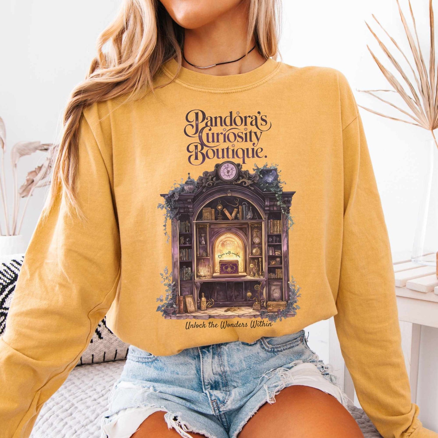 Long-sleeve Mustard / S Pandora's Curiosity Boutique Long Sleeved Shirt The Mystic Eden