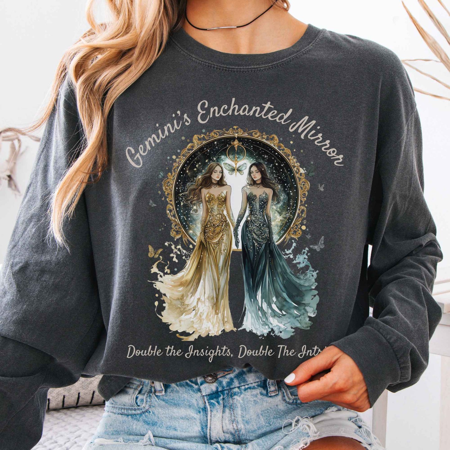 Long-sleeve Pepper / S Gemini's Enchanted Mirror Zodiac Long Sleeve Shirt The Mystic Eden