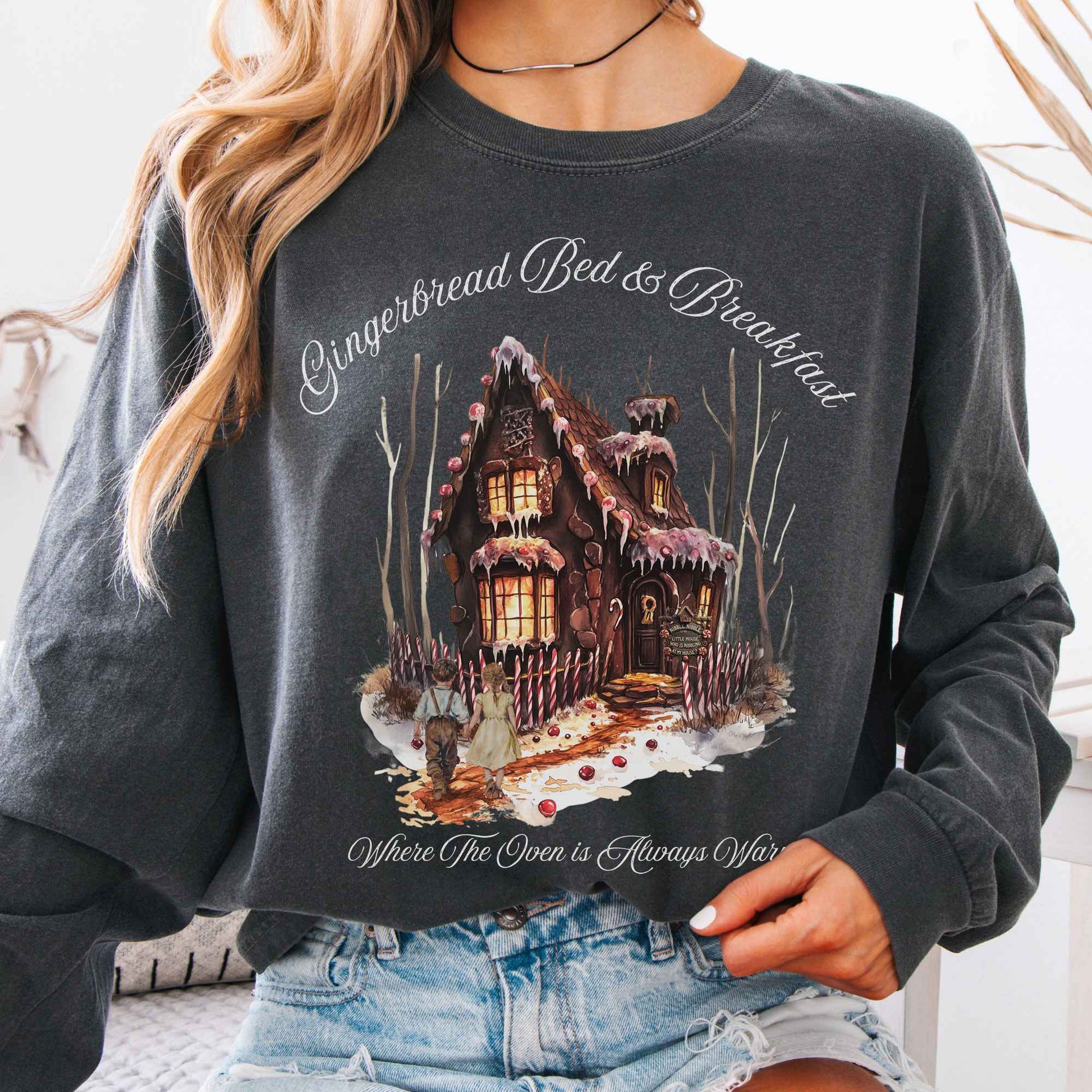 Long-sleeve Pepper / S Gingerbread Bed & Breakfast Hansel and Gretel Fairytale Long Sleeve Shirt The Mystic Eden