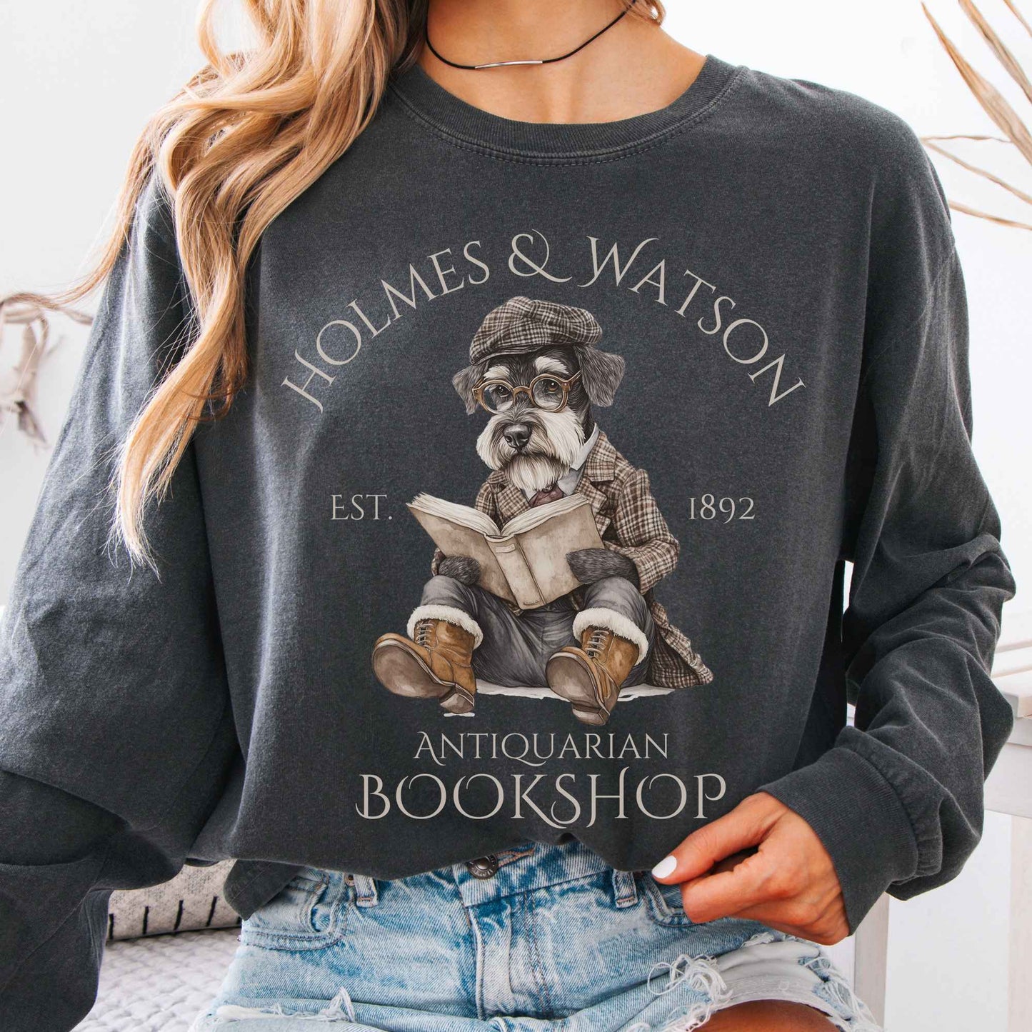 Long-sleeve Pepper / S Holmes & Watson Antiquarian Bookshop Sherlock Dog Version Long Sleeve Shirt The Mystic Eden