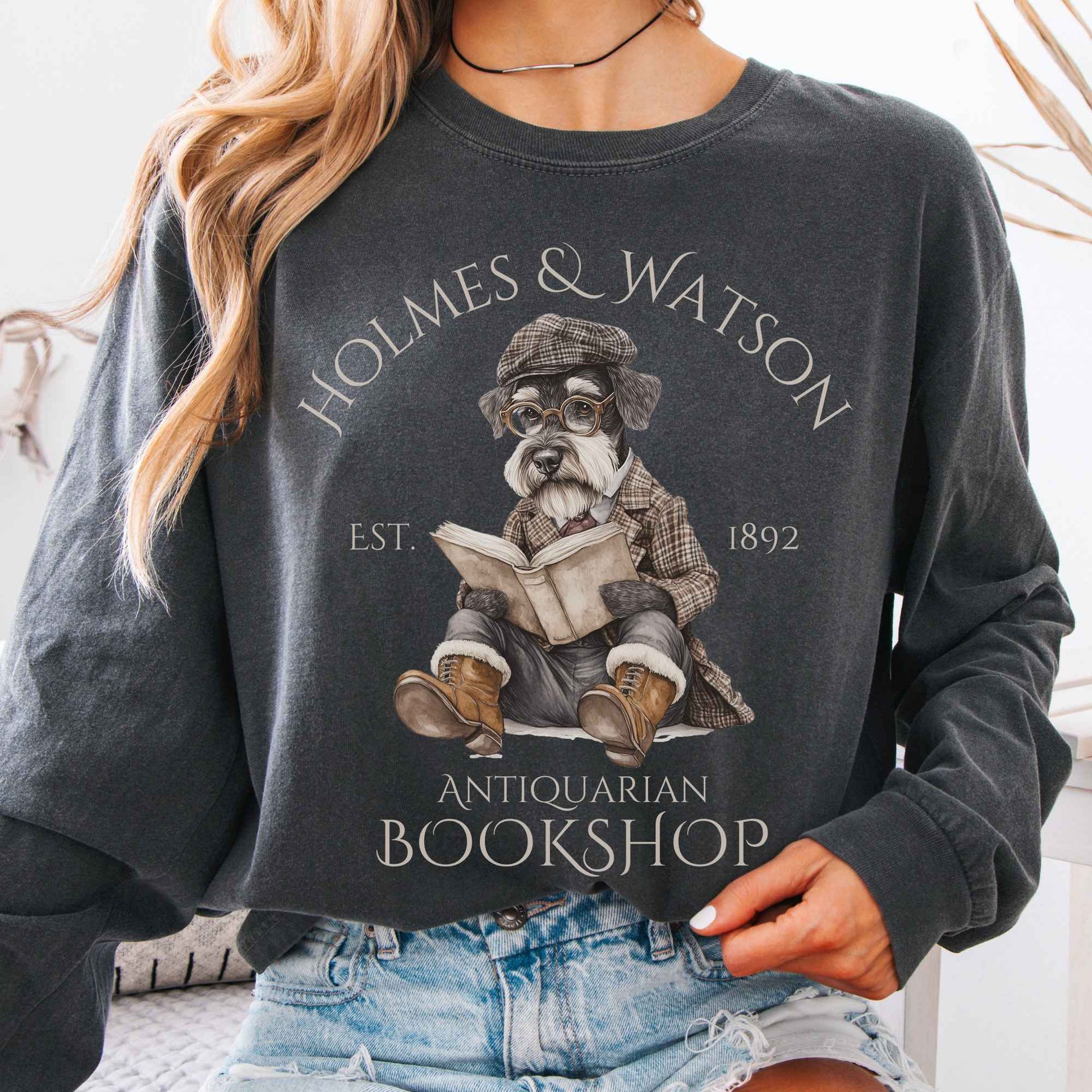 Long-sleeve Pepper / S Holmes & Watson Antiquarian Bookshop Sherlock Dog Version Long Sleeve Shirt The Mystic Eden