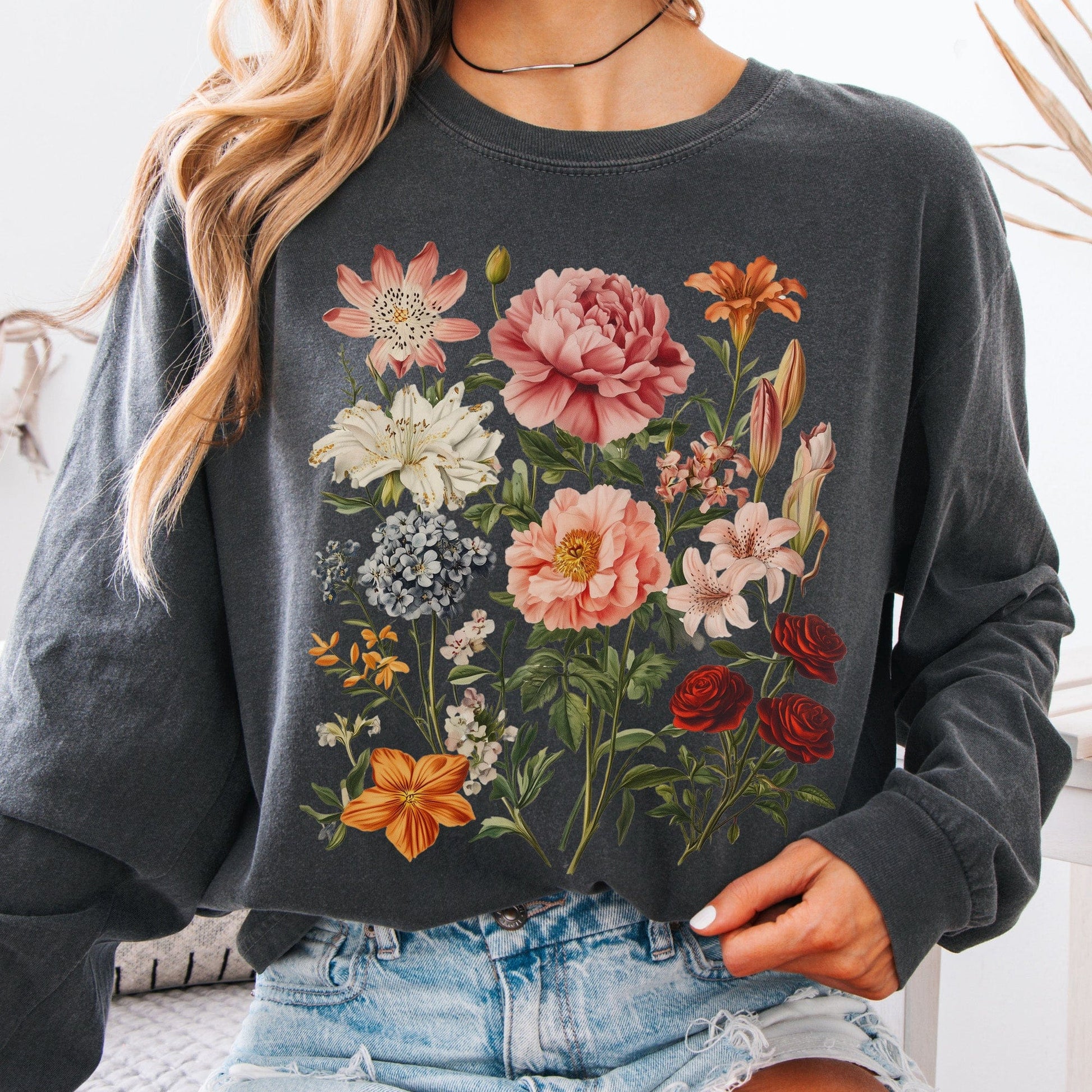 Long-sleeve Pepper / S Mixed Florals Long Sleeve Shirt The Mystic Eden