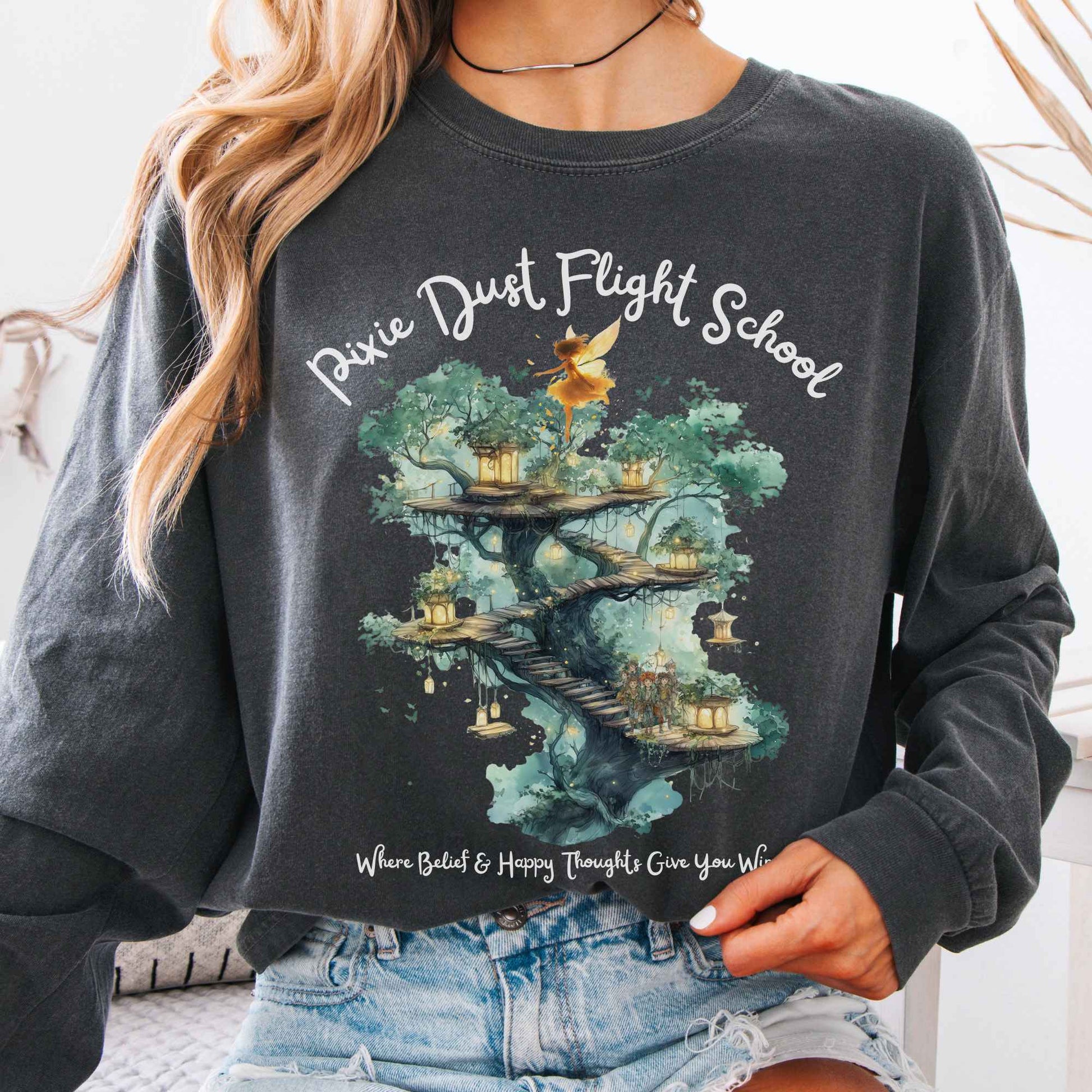 Long-sleeve Pepper / S Pixie Dust Flight School Peter Pan Long Sleeve Shirt The Mystic Eden