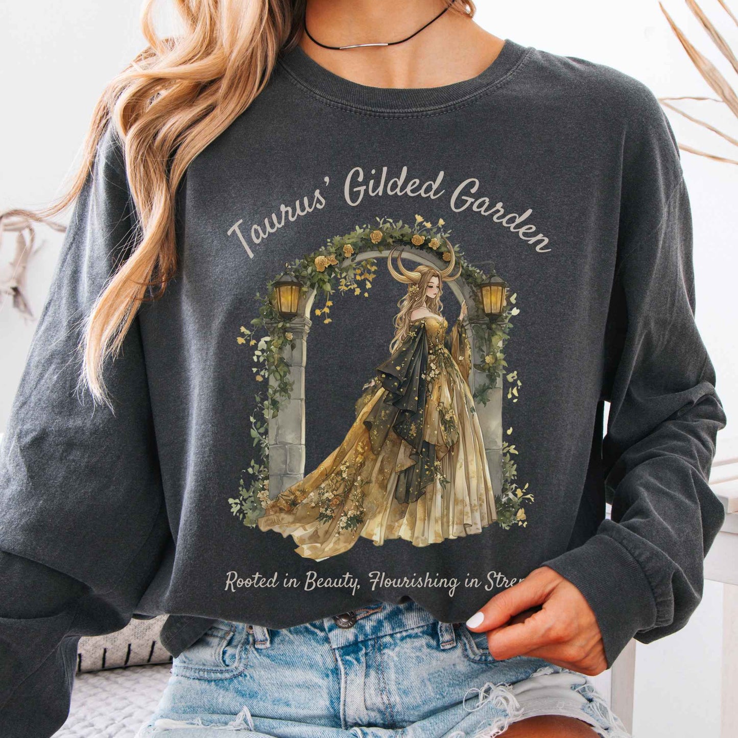 Long-sleeve Pepper / S Taurus's Gilded Garden Zodiac Long Sleeve Shirt The Mystic Eden