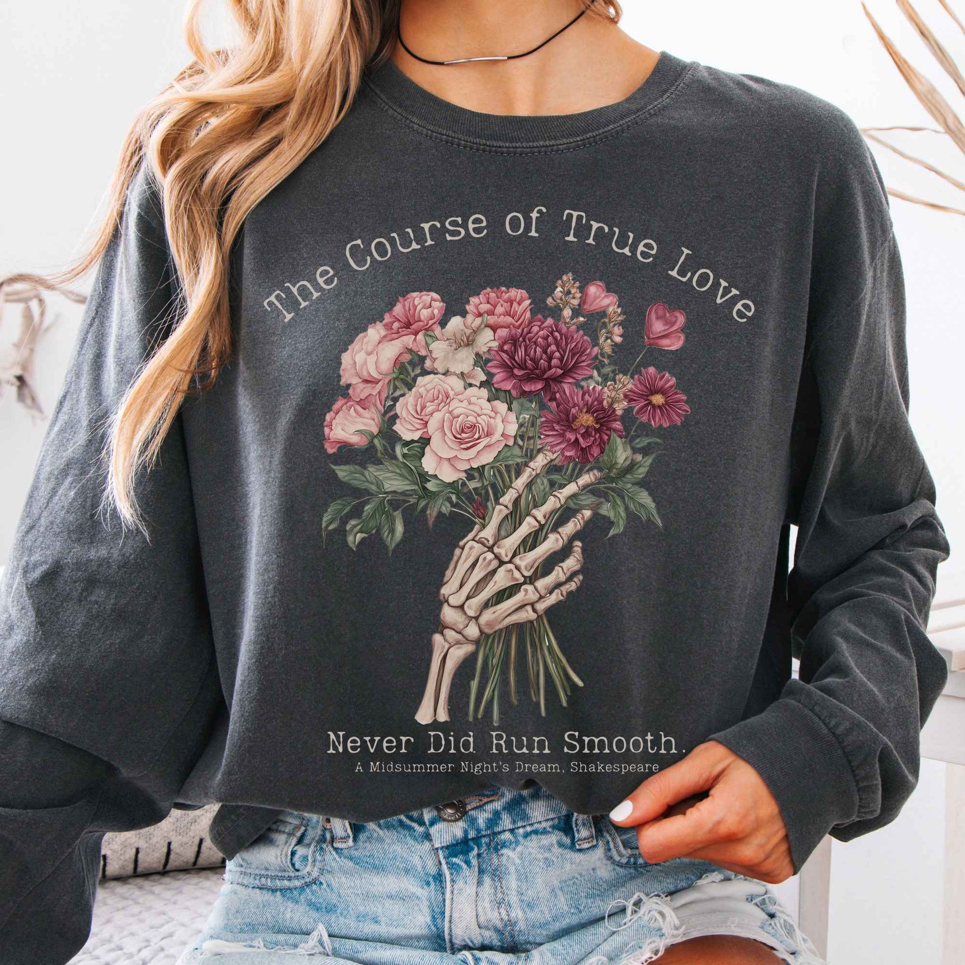 Long-sleeve Pepper / S The Course of True Love Never Did Run Smooth Shakespeare Long Sleeve Shirt The Mystic Eden