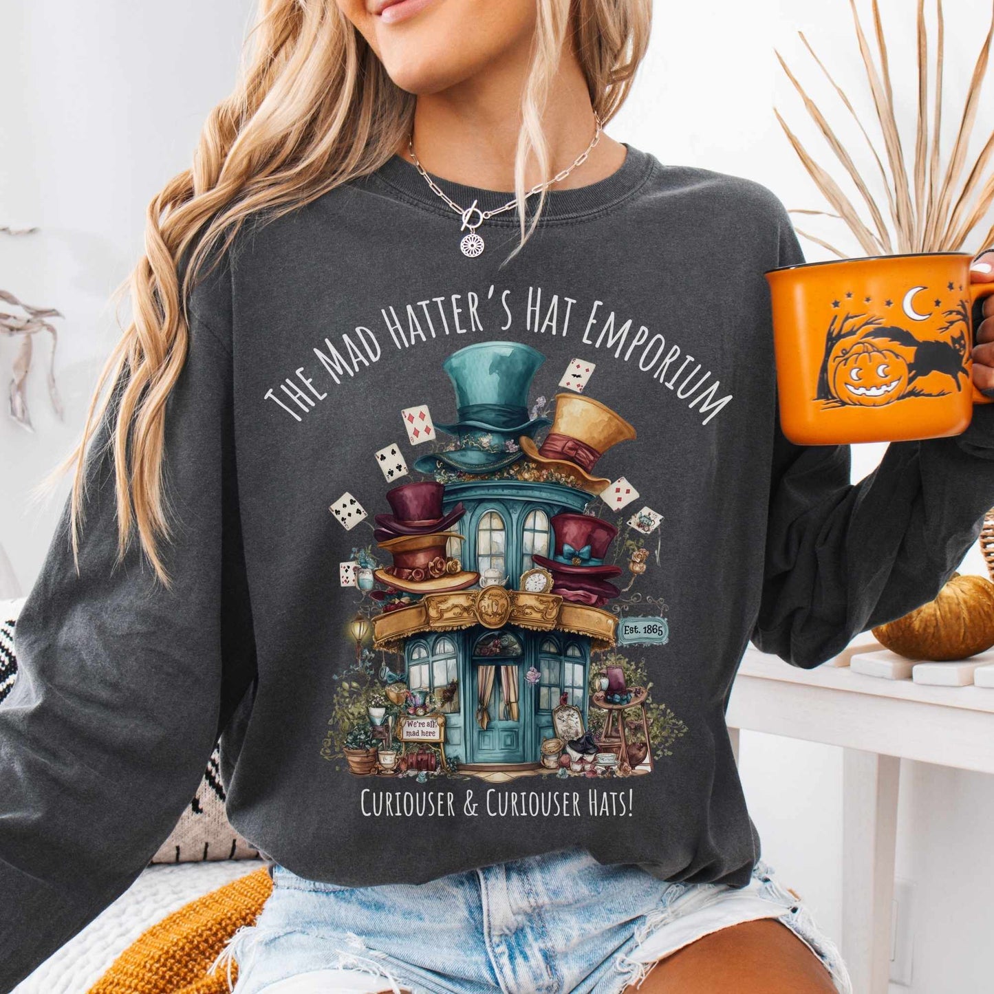 Long-sleeve Pepper / S The Mad Hatter's Hat Emporium Long Sleeved Shirt The Mystic Eden
