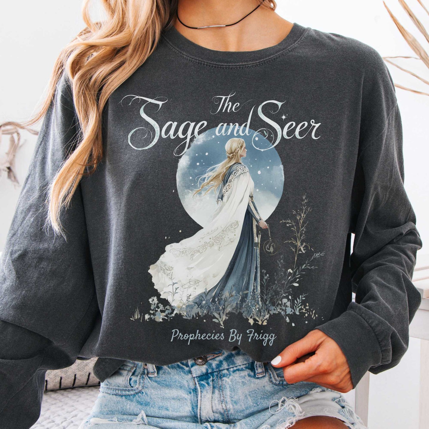 Long-sleeve Pepper / S The Sage & Seer Prophecies by Frigg Norse Gods Long Sleeve Shirt The Mystic Eden
