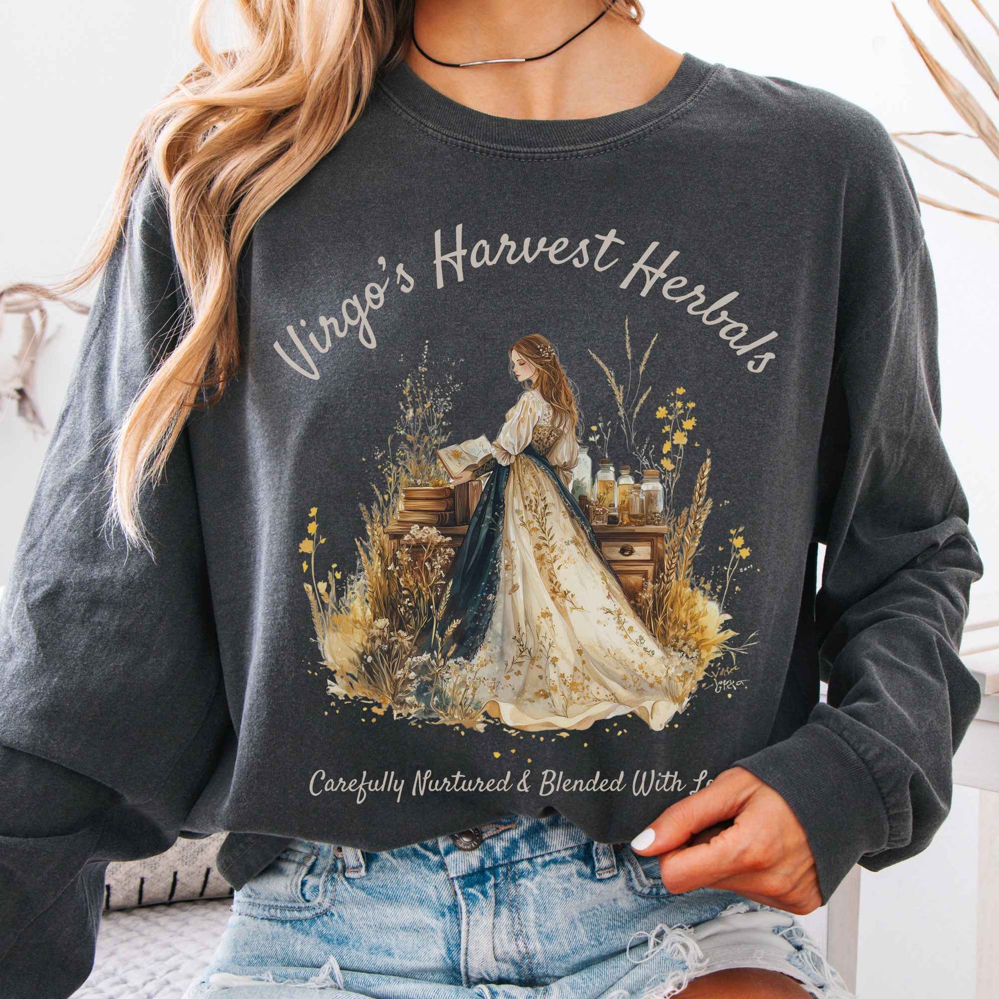 Long-sleeve Pepper / S Virgo's Harvest Herbals Zodiac Long Sleeve Shirt The Mystic Eden
