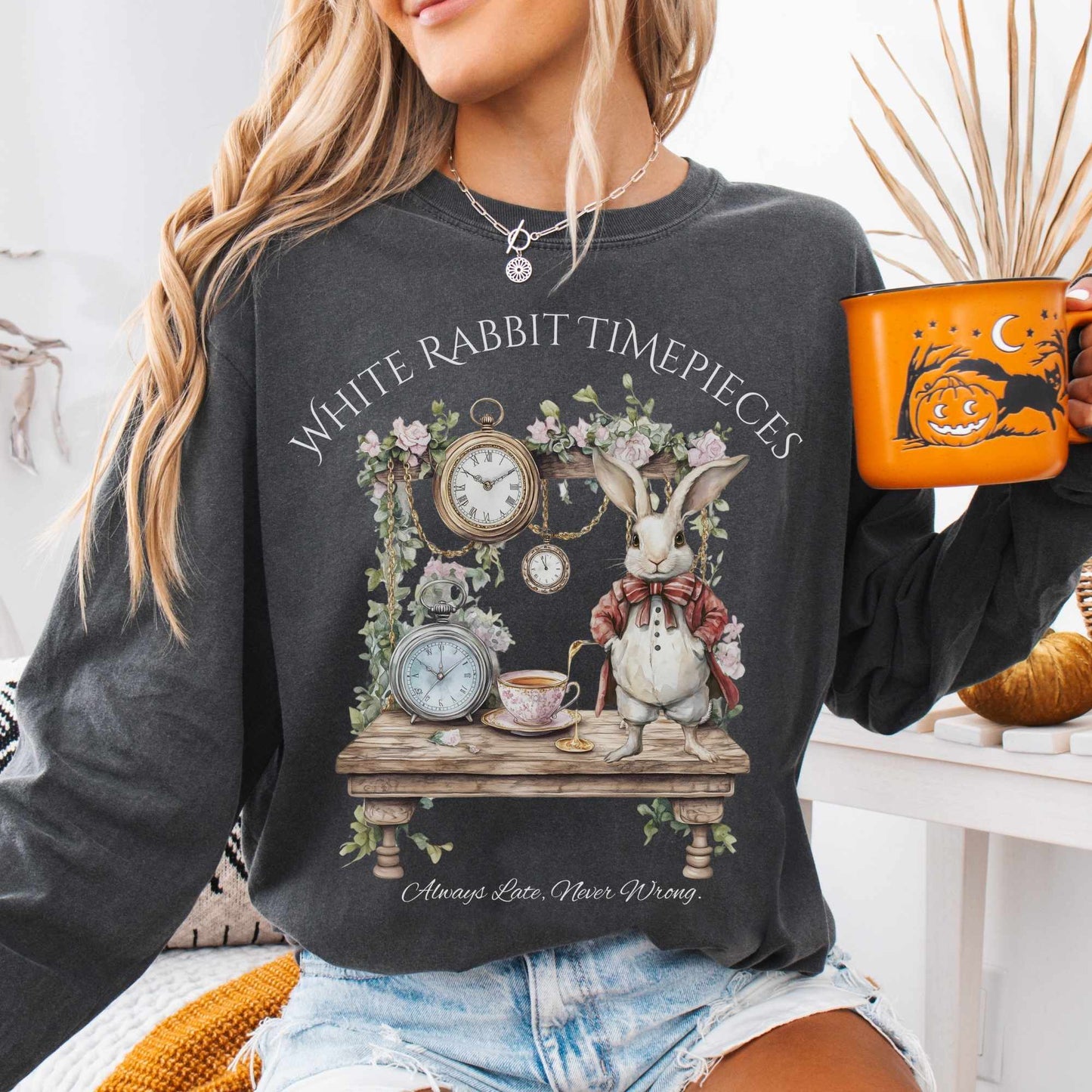 Long-sleeve Pepper / S White Rabbit Timepieces Long Sleeved Shirt The Mystic Eden