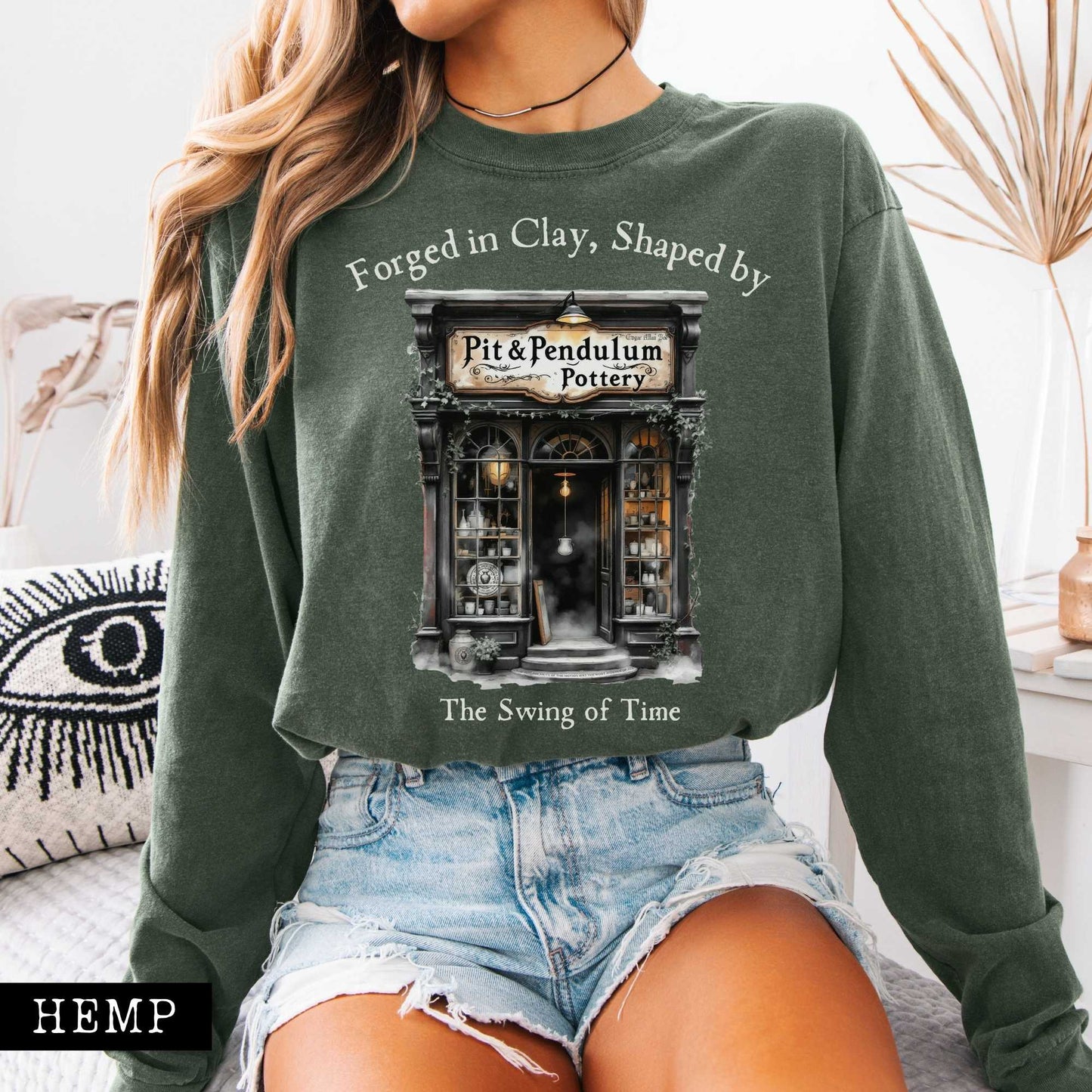 Long-sleeve Pit & Pendulum Pottery Edgar Allan Poe Long Sleeved Shirt The Mystic Eden