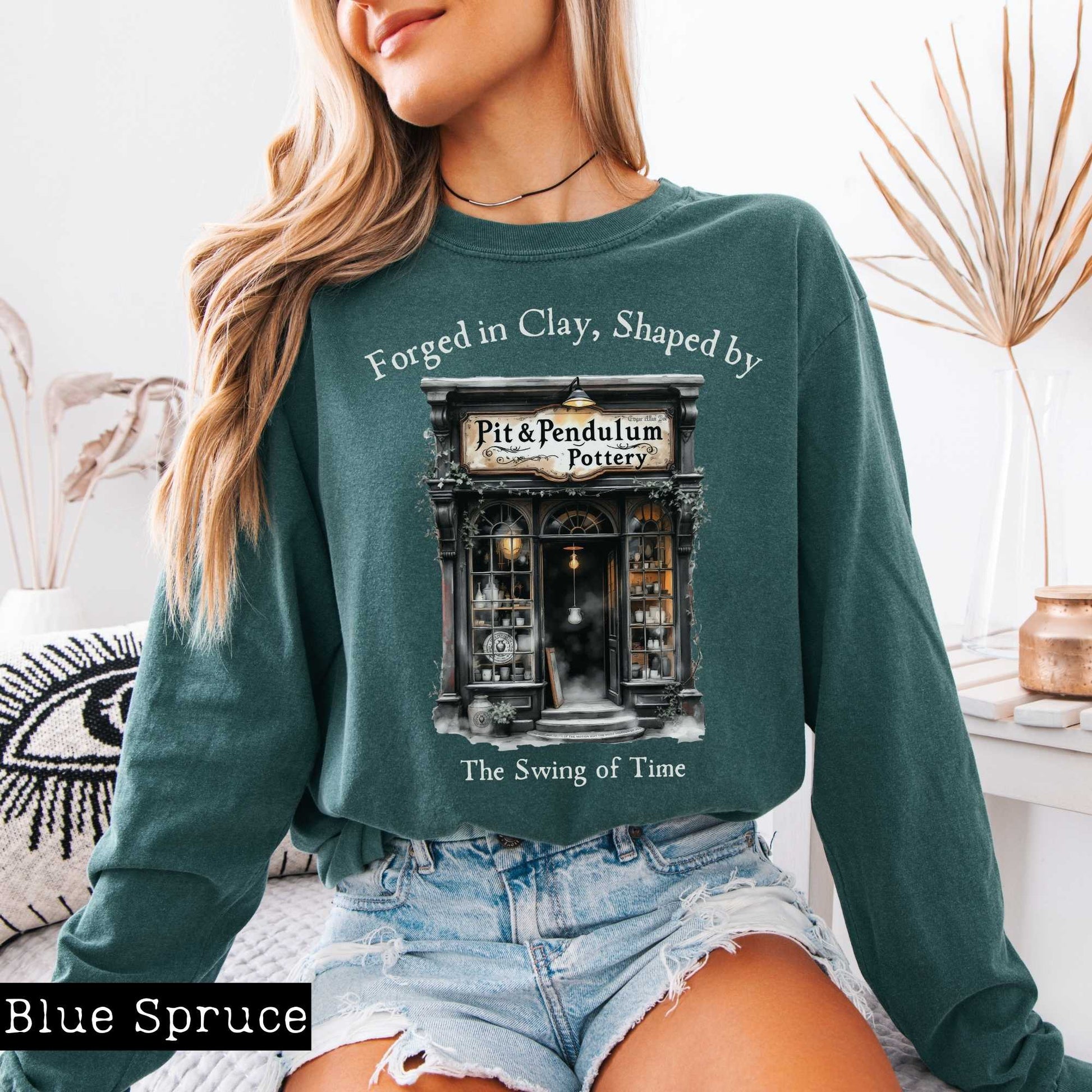 Long-sleeve Pit & Pendulum Pottery Edgar Allan Poe Long Sleeved Shirt The Mystic Eden