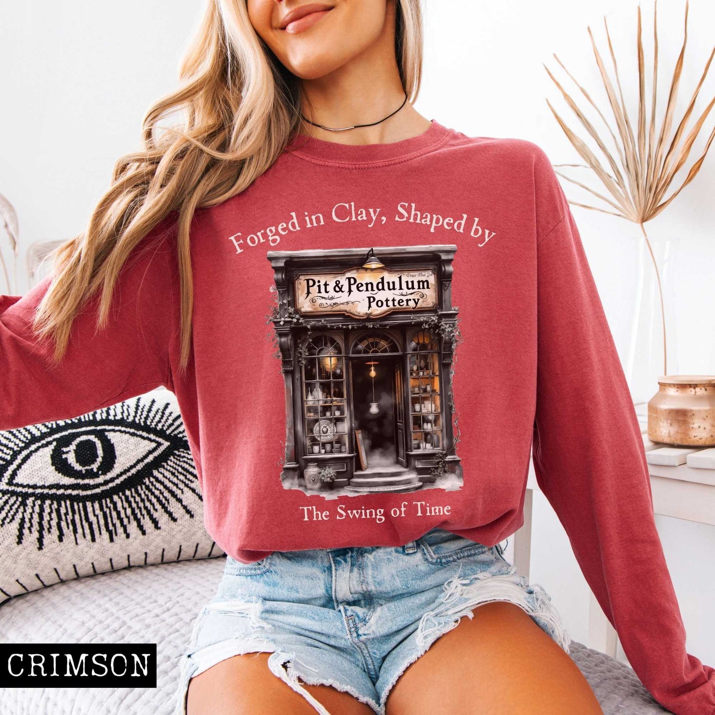 Long-sleeve Pit & Pendulum Pottery Edgar Allan Poe Long Sleeved Shirt The Mystic Eden