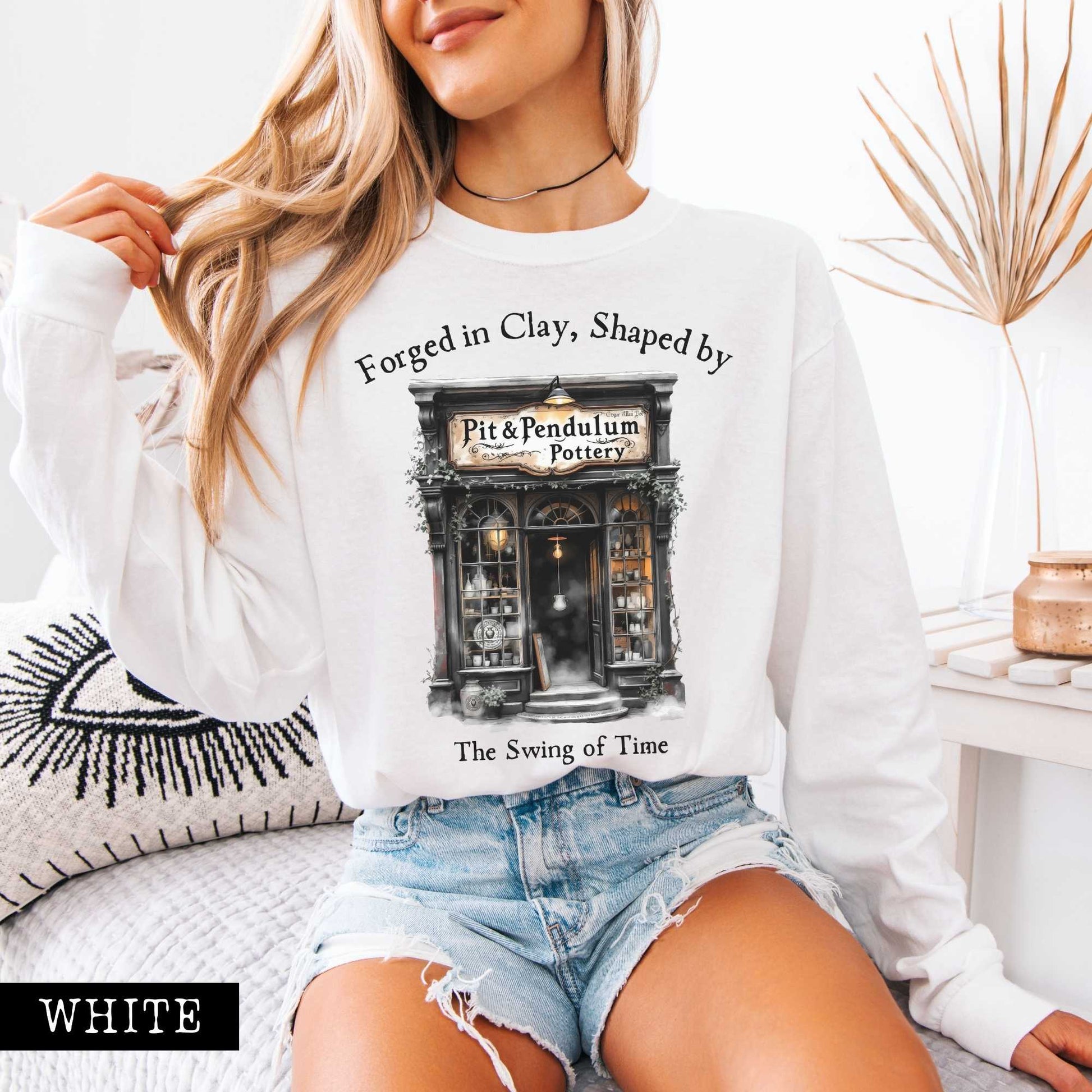 Long-sleeve Pit & Pendulum Pottery Edgar Allan Poe Long Sleeved Shirt The Mystic Eden