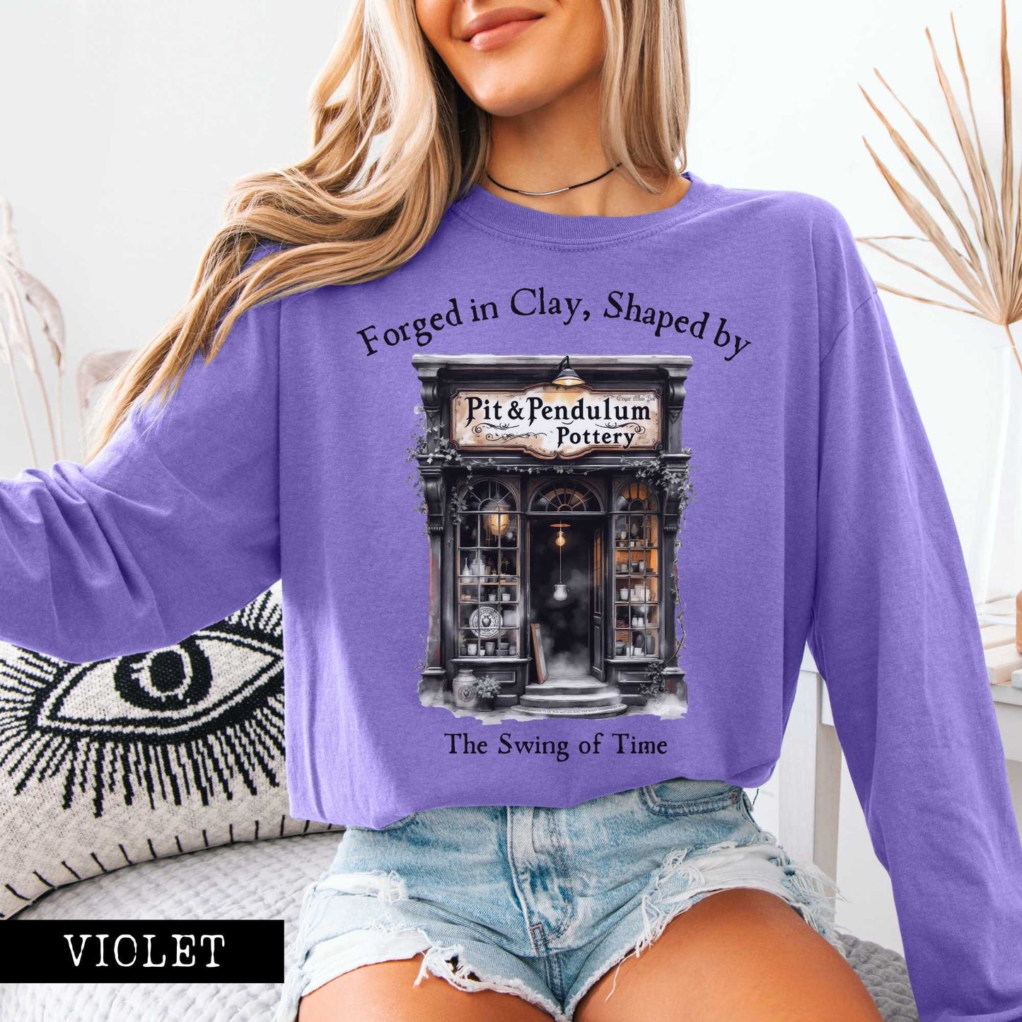 Long-sleeve Pit & Pendulum Pottery Edgar Allan Poe Long Sleeved Shirt The Mystic Eden