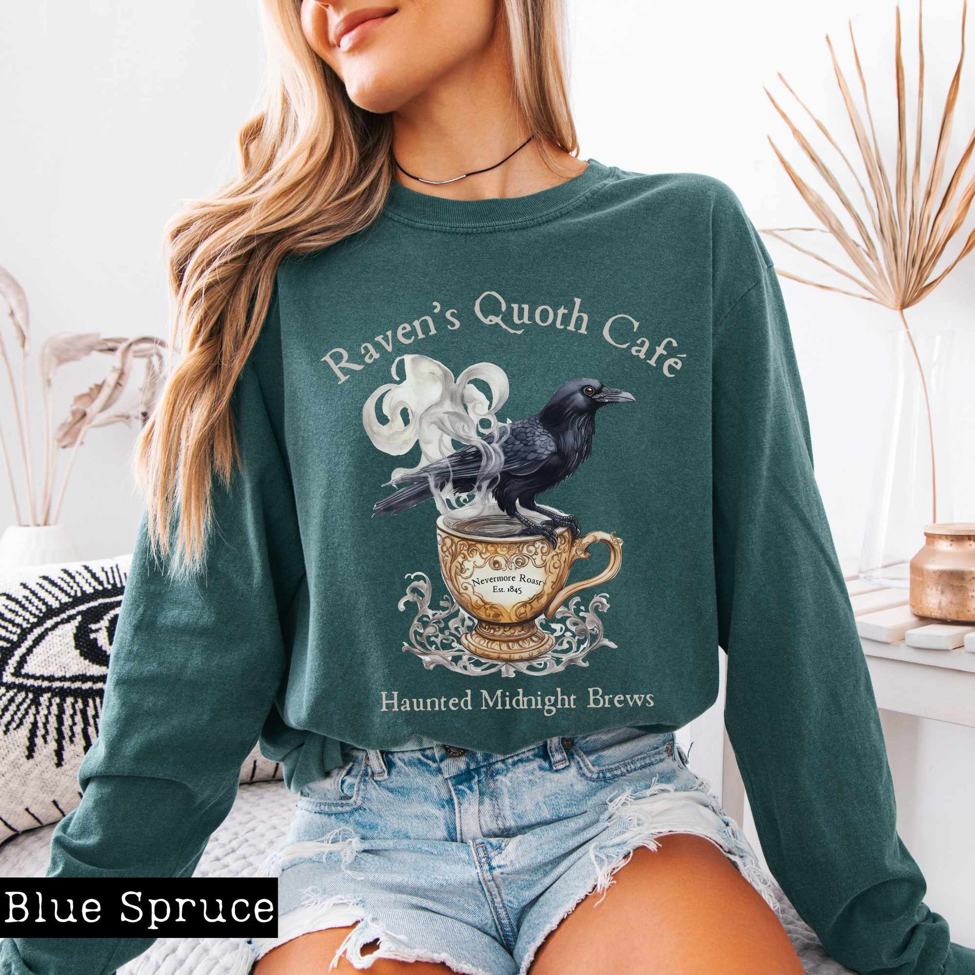 Long-sleeve Raven's Quoth Cafe Long Sleeved Shirt The Mystic Eden