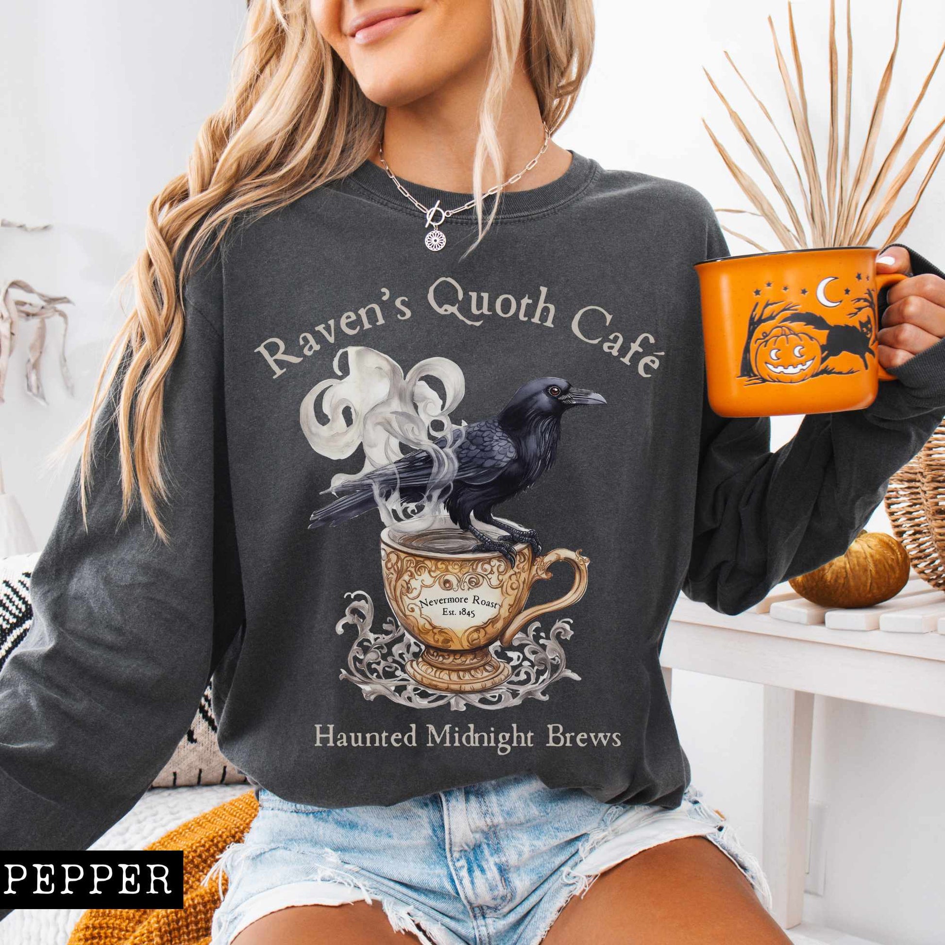 Long-sleeve Raven's Quoth Cafe Long Sleeved Shirt The Mystic Eden