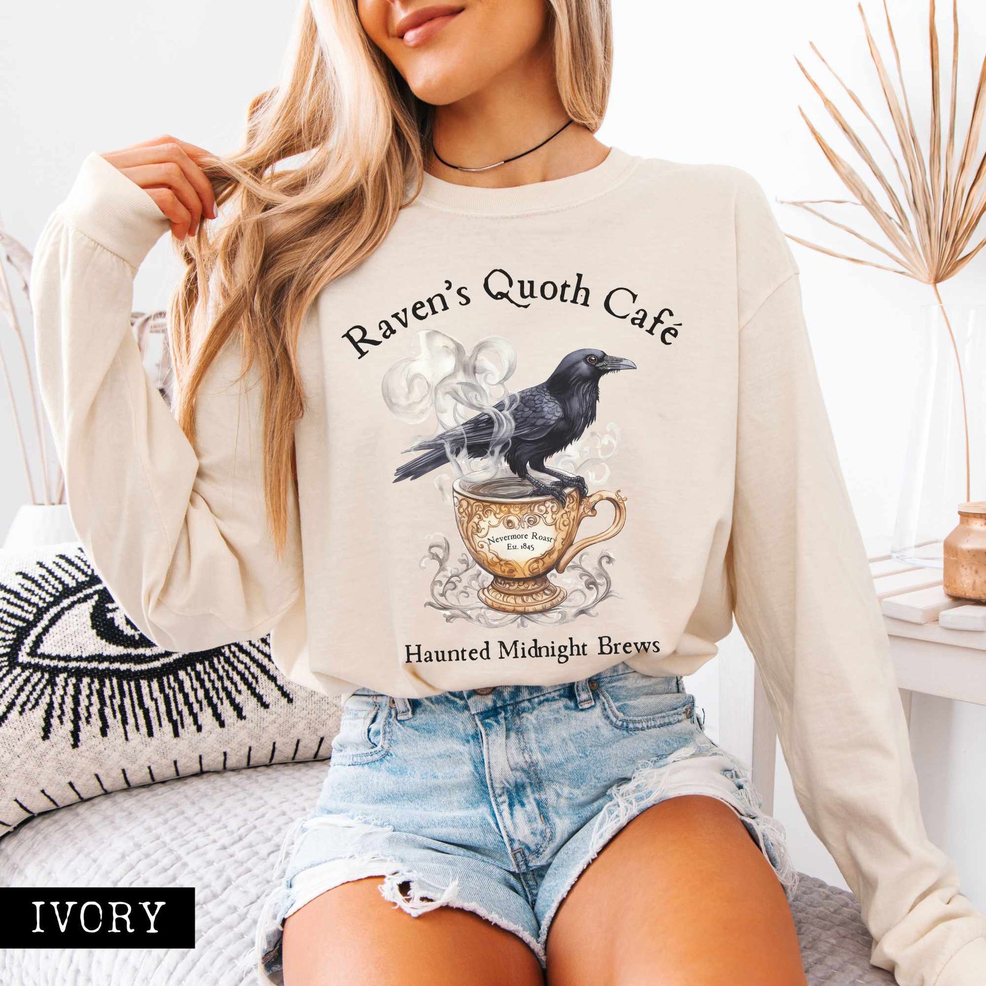 Long-sleeve Raven's Quoth Cafe Long Sleeved Shirt The Mystic Eden