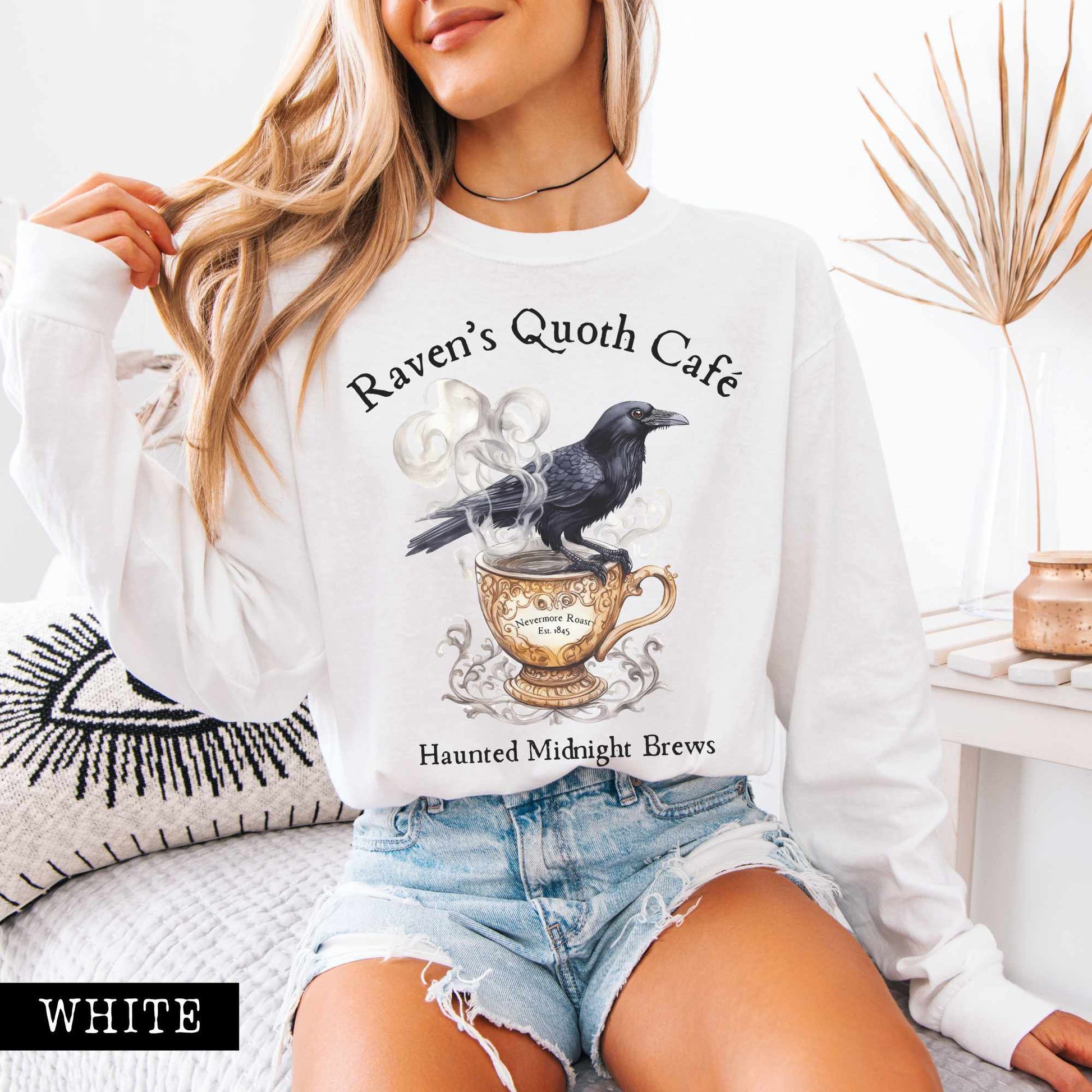 Long-sleeve Raven's Quoth Cafe Long Sleeved Shirt The Mystic Eden