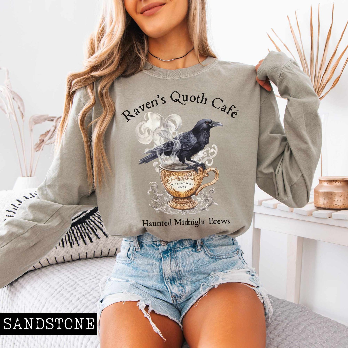 Long-sleeve Raven's Quoth Cafe Long Sleeved Shirt The Mystic Eden