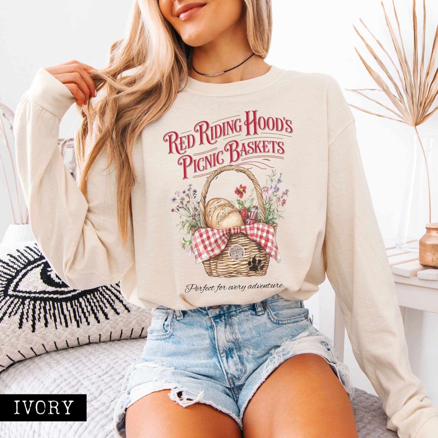 Long-sleeve Red Riding Hood's Picnic Baskets Long Sleeved Shirt The Mystic Eden