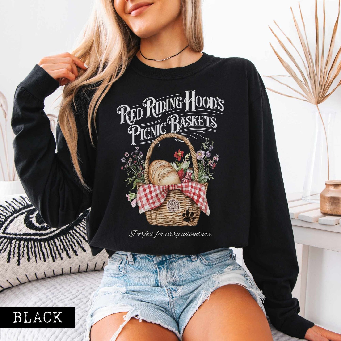 Long-sleeve Red Riding Hood's Picnic Baskets Long Sleeved Shirt The Mystic Eden