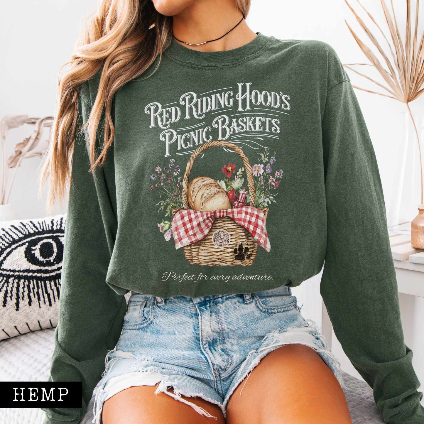 Long-sleeve Red Riding Hood's Picnic Baskets Long Sleeved Shirt The Mystic Eden