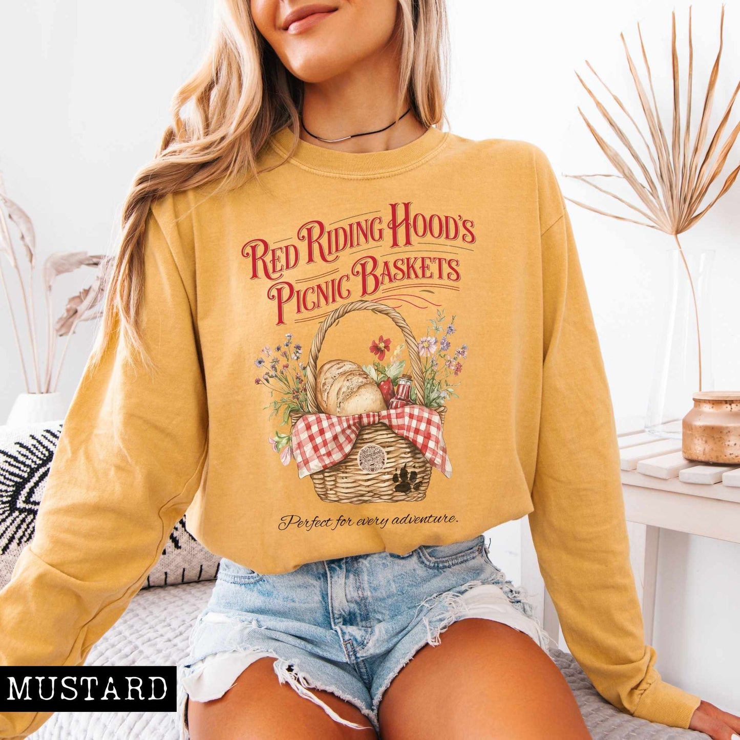 Long-sleeve Red Riding Hood's Picnic Baskets Long Sleeved Shirt The Mystic Eden