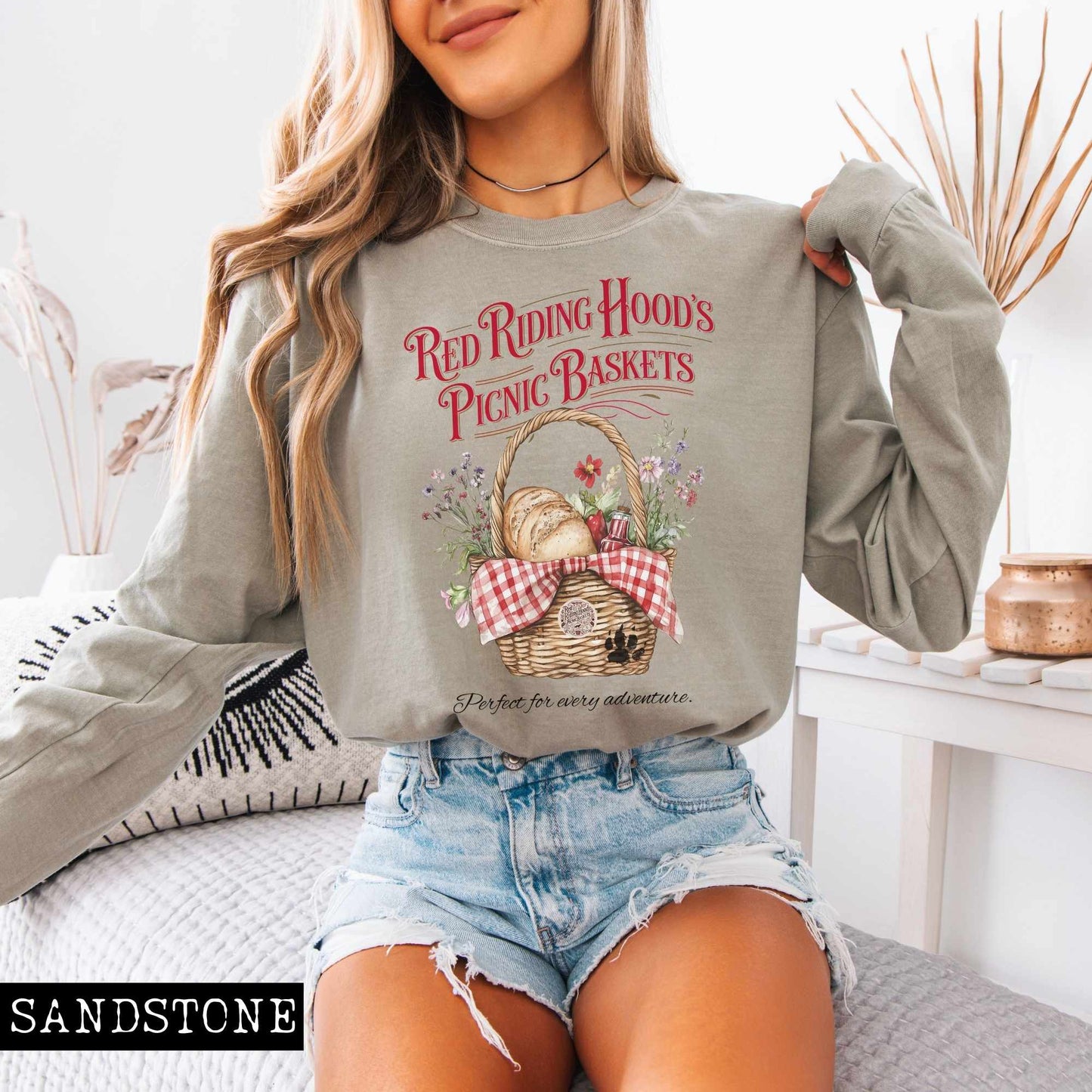 Long-sleeve Red Riding Hood's Picnic Baskets Long Sleeved Shirt The Mystic Eden