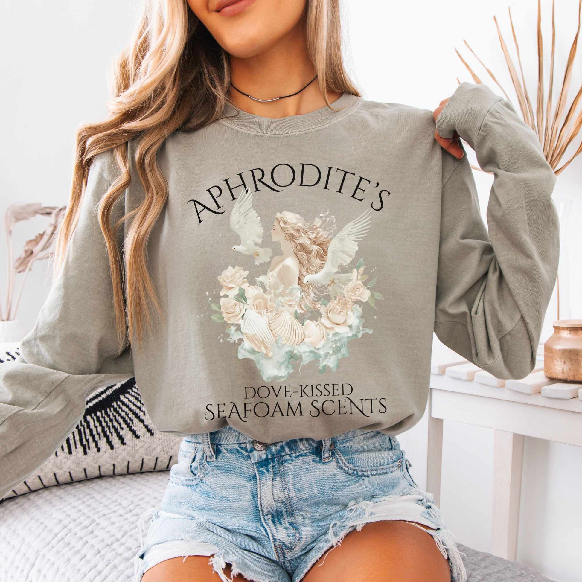 Long-sleeve Sandstone / S Aphrodite's Seafoam Scents Long Sleeved Shirt The Mystic Eden