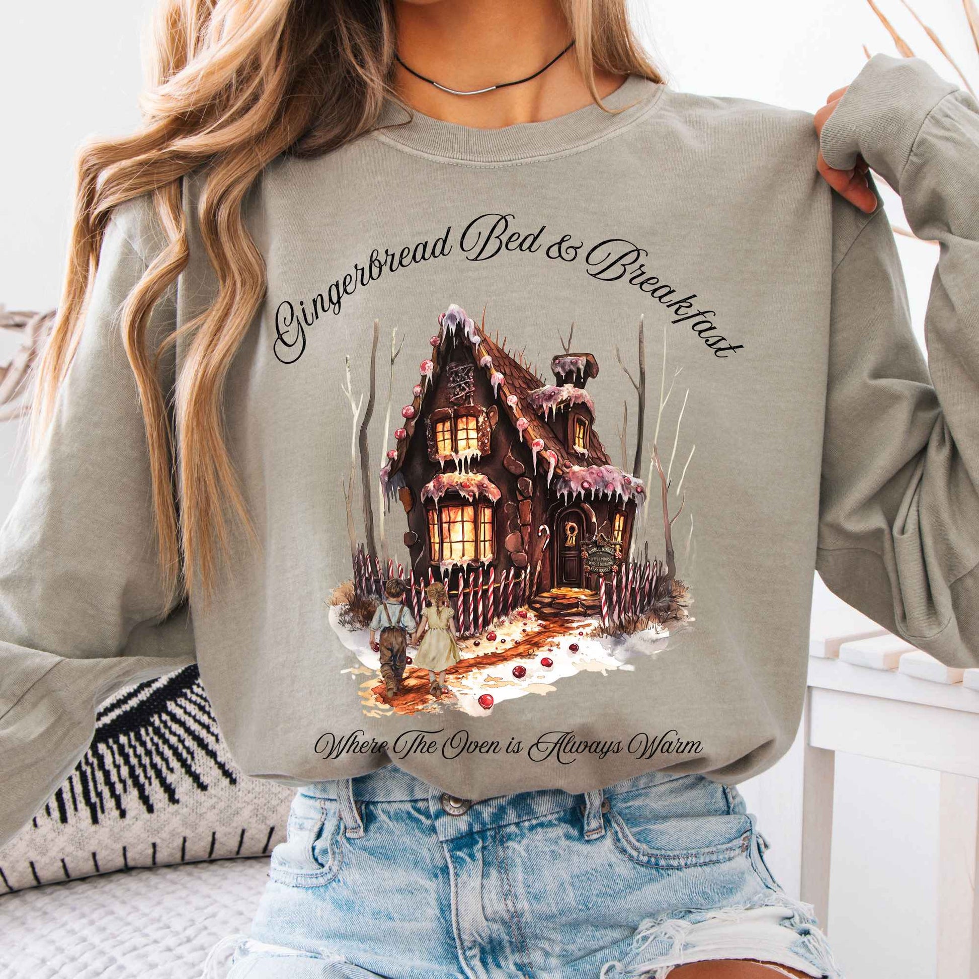 Long-sleeve Sandstone / S Gingerbread Bed & Breakfast Hansel and Gretel Fairytale Long Sleeve Shirt The Mystic Eden
