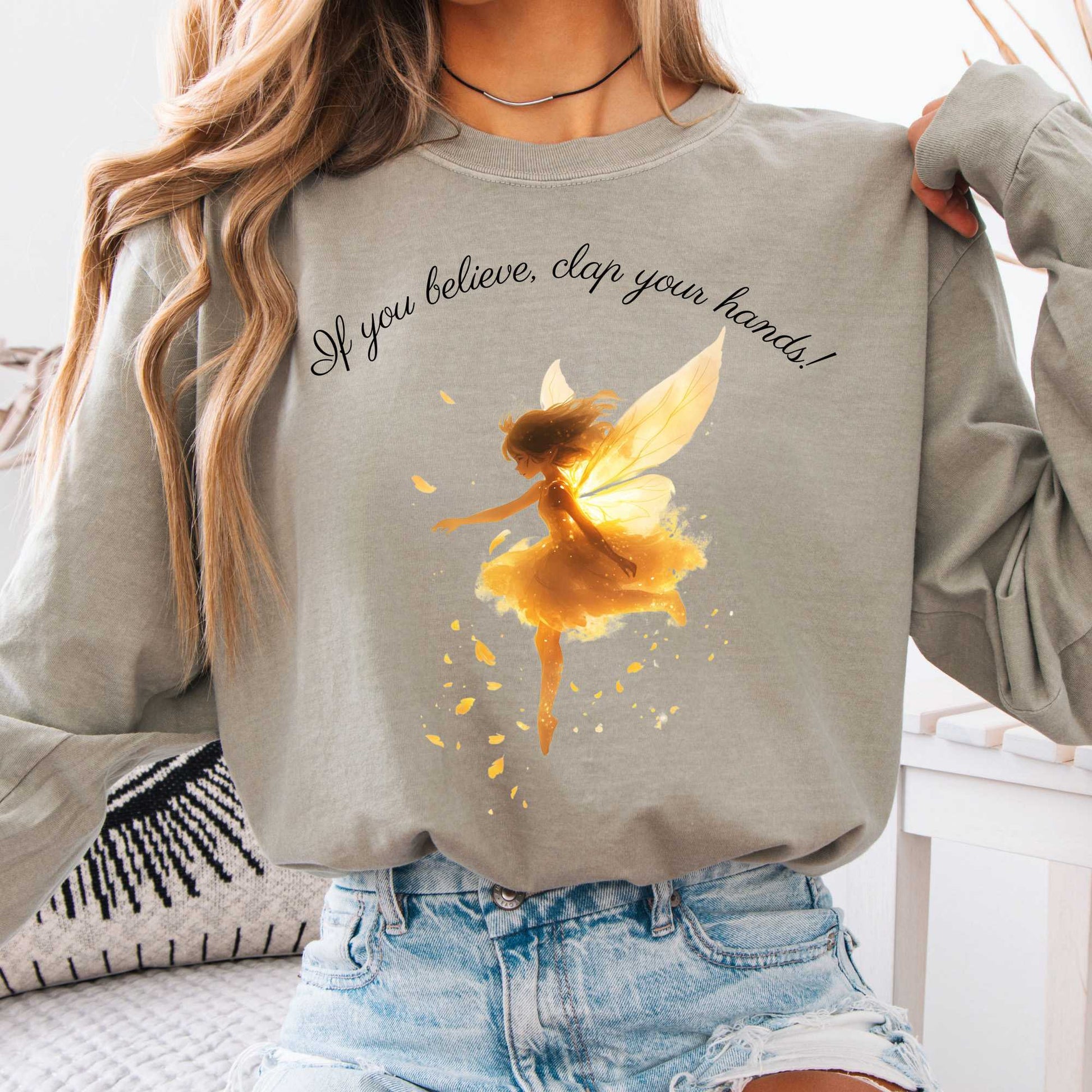 Long-sleeve Sandstone / S If You Believe, Clap Your Hands! Pan Long Sleeve Shirt The Mystic Eden