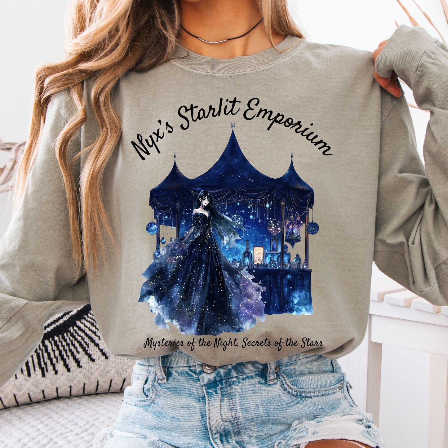 Long-sleeve Sandstone / S Nyx's Starlit Emporium Goddess Long Sleeve Shirt The Mystic Eden