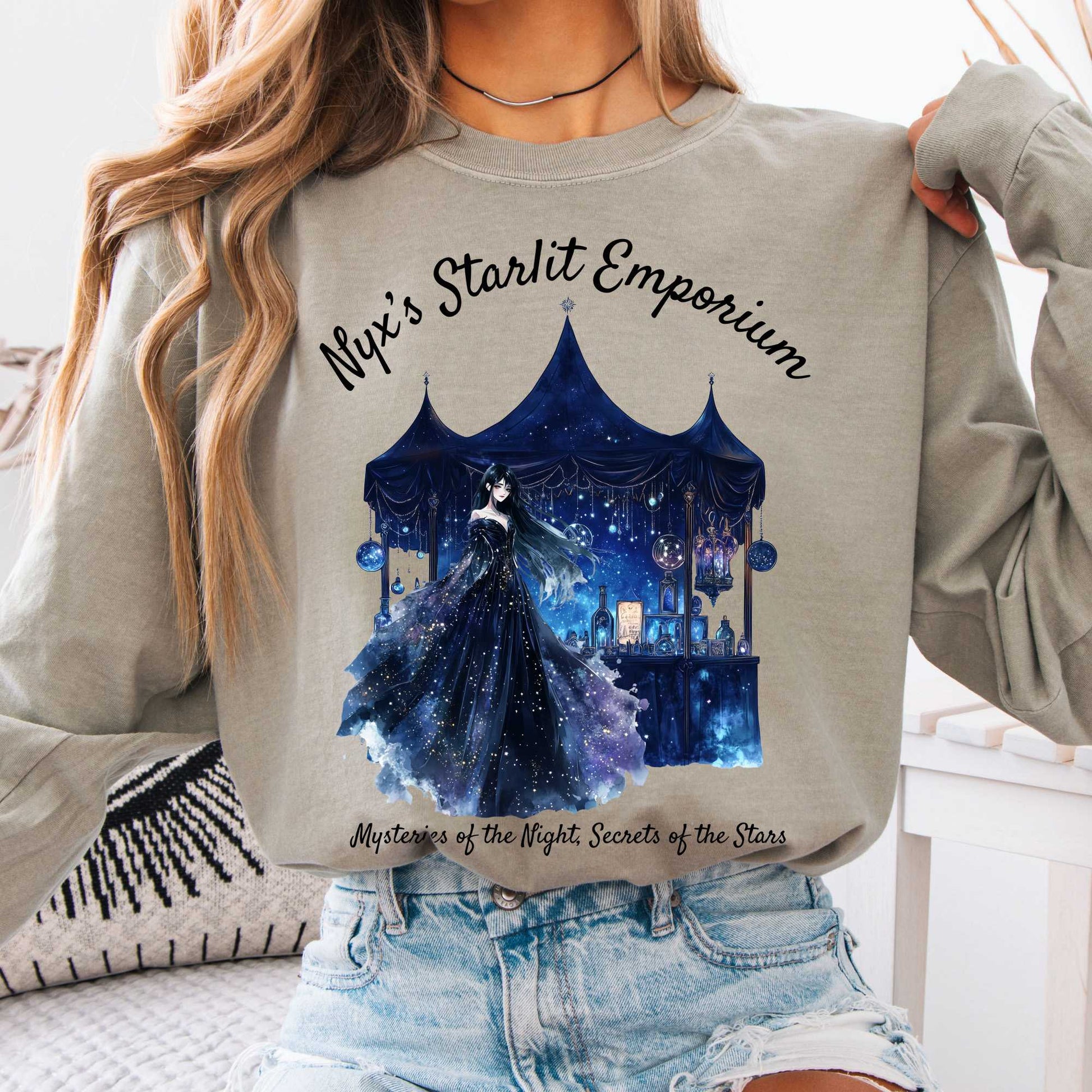 Long-sleeve Sandstone / S Nyx's Starlit Emporium Goddess Long Sleeve Shirt The Mystic Eden