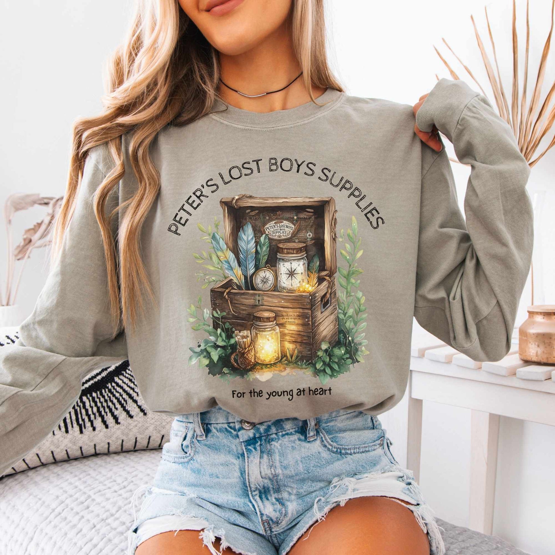 Long-sleeve Sandstone / S Peter's Lost Boys Supplies Peter Pan Long Sleeved Shirt The Mystic Eden
