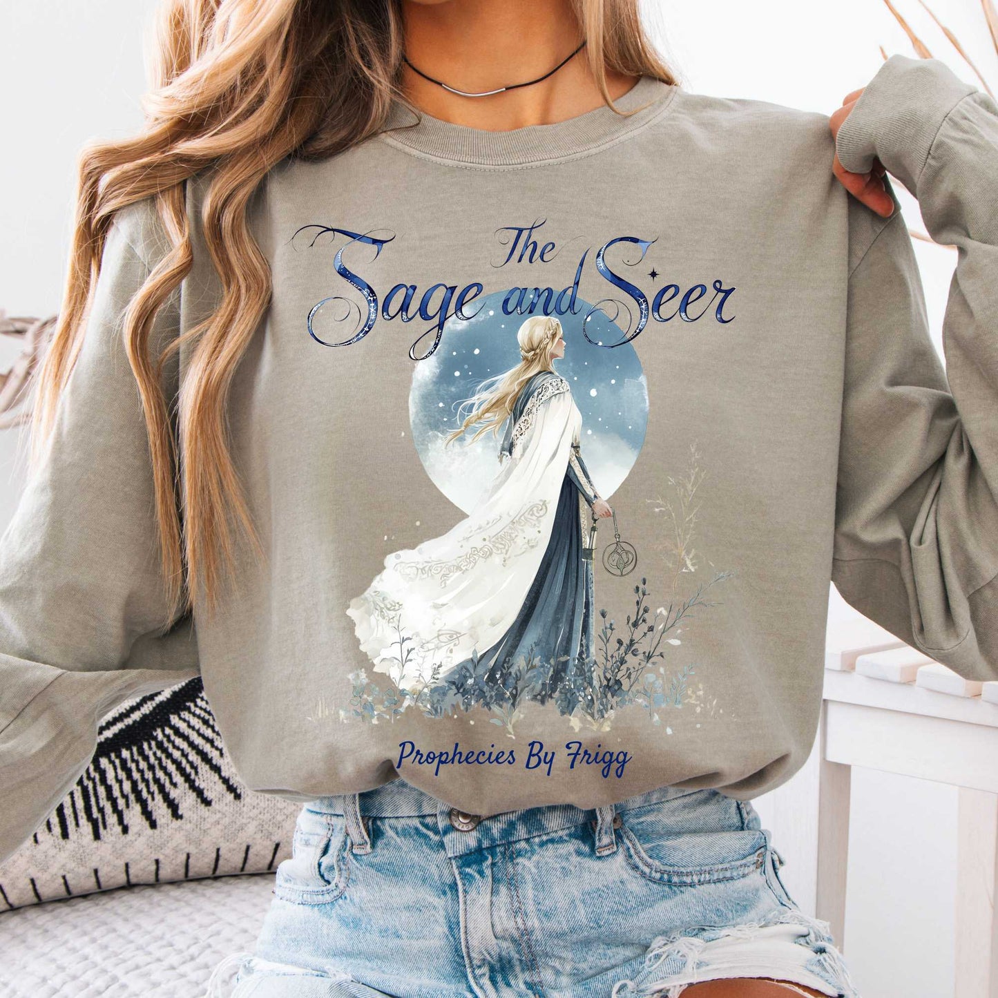 Long-sleeve Sandstone / S The Sage & Seer Prophecies by Frigg Norse Gods Long Sleeve Shirt The Mystic Eden