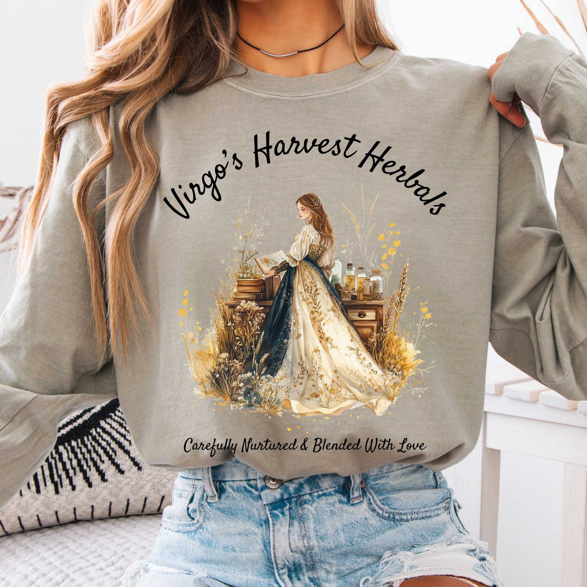 Long-sleeve Sandstone / S Virgo's Harvest Herbals Zodiac Long Sleeve Shirt The Mystic Eden