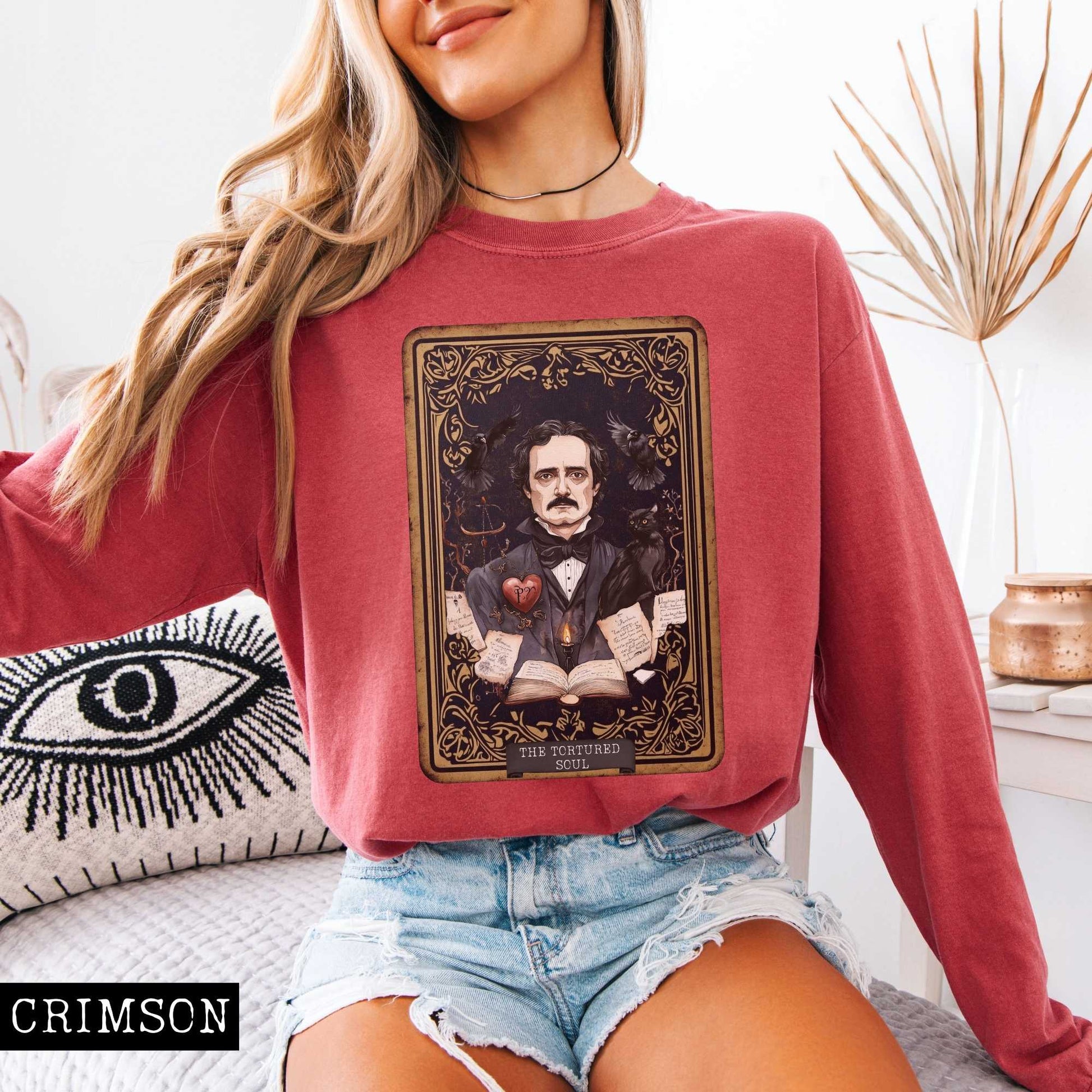 Long-sleeve The Tortured Soul Tarot Card Edgar Allan Poe Long Sleeved Shirt The Mystic Eden