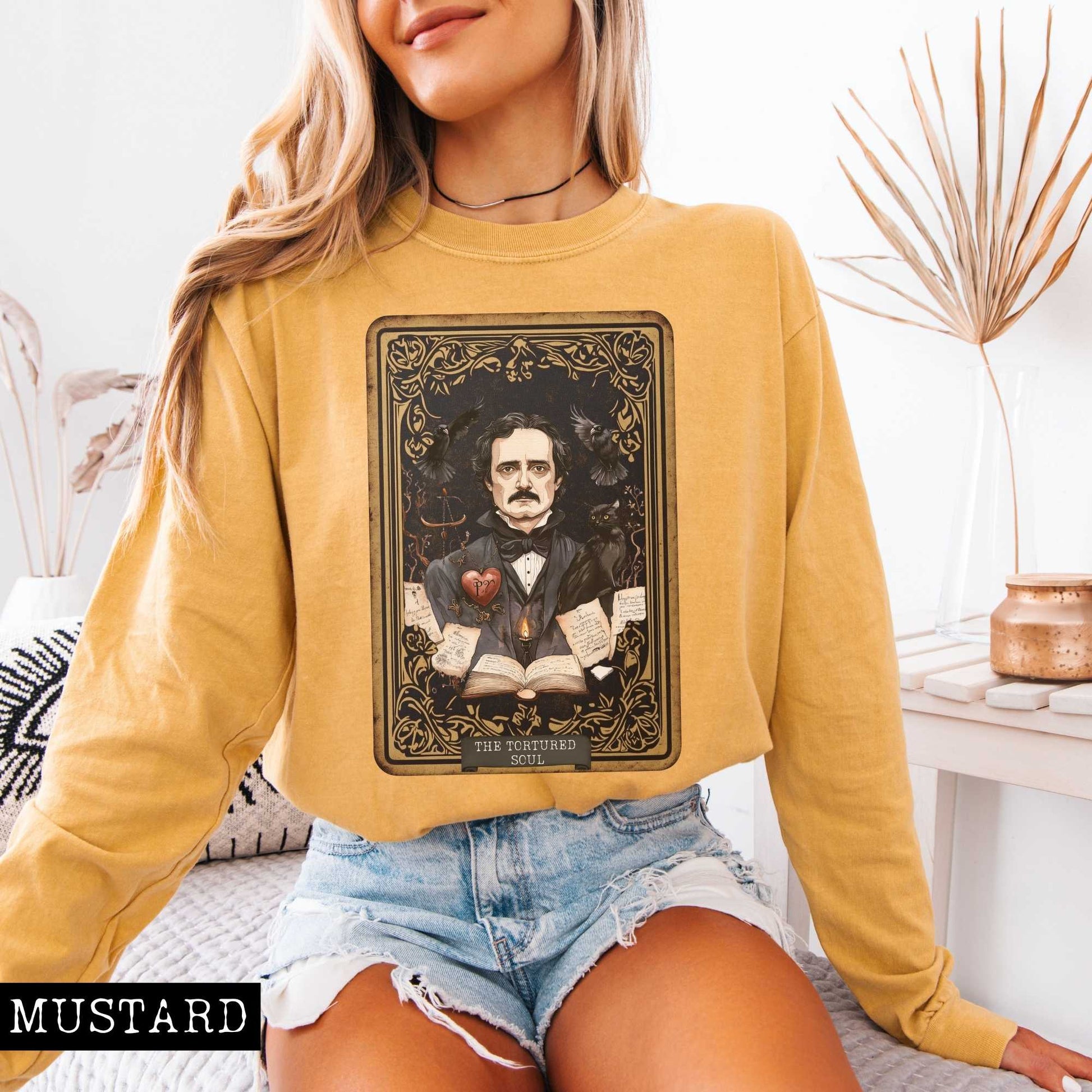 Long-sleeve The Tortured Soul Tarot Card Edgar Allan Poe Long Sleeved Shirt The Mystic Eden