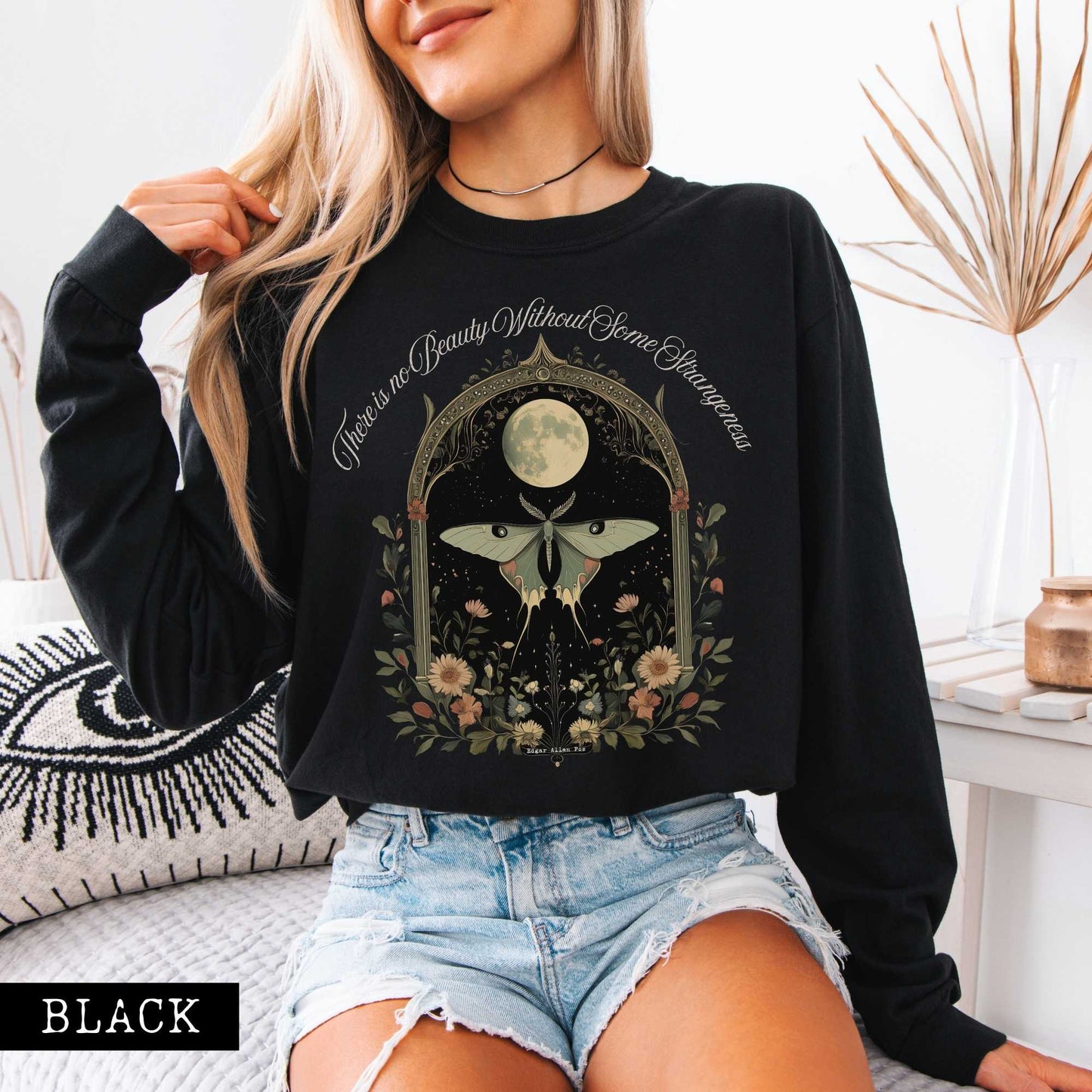 Long-sleeve There is no Beauty Without Some Strangeness Poe Long Sleeved Shirt The Mystic Eden